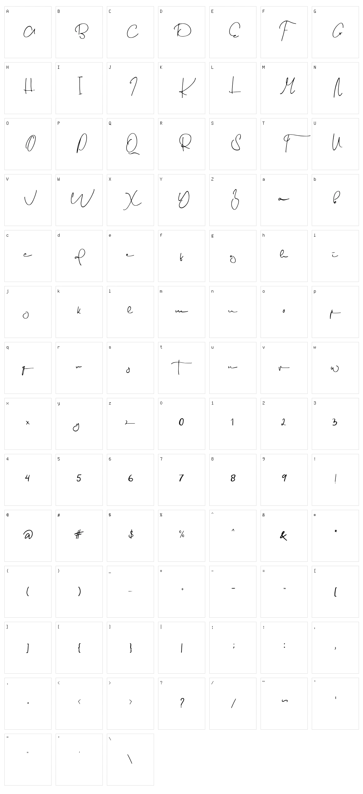 English Character Set