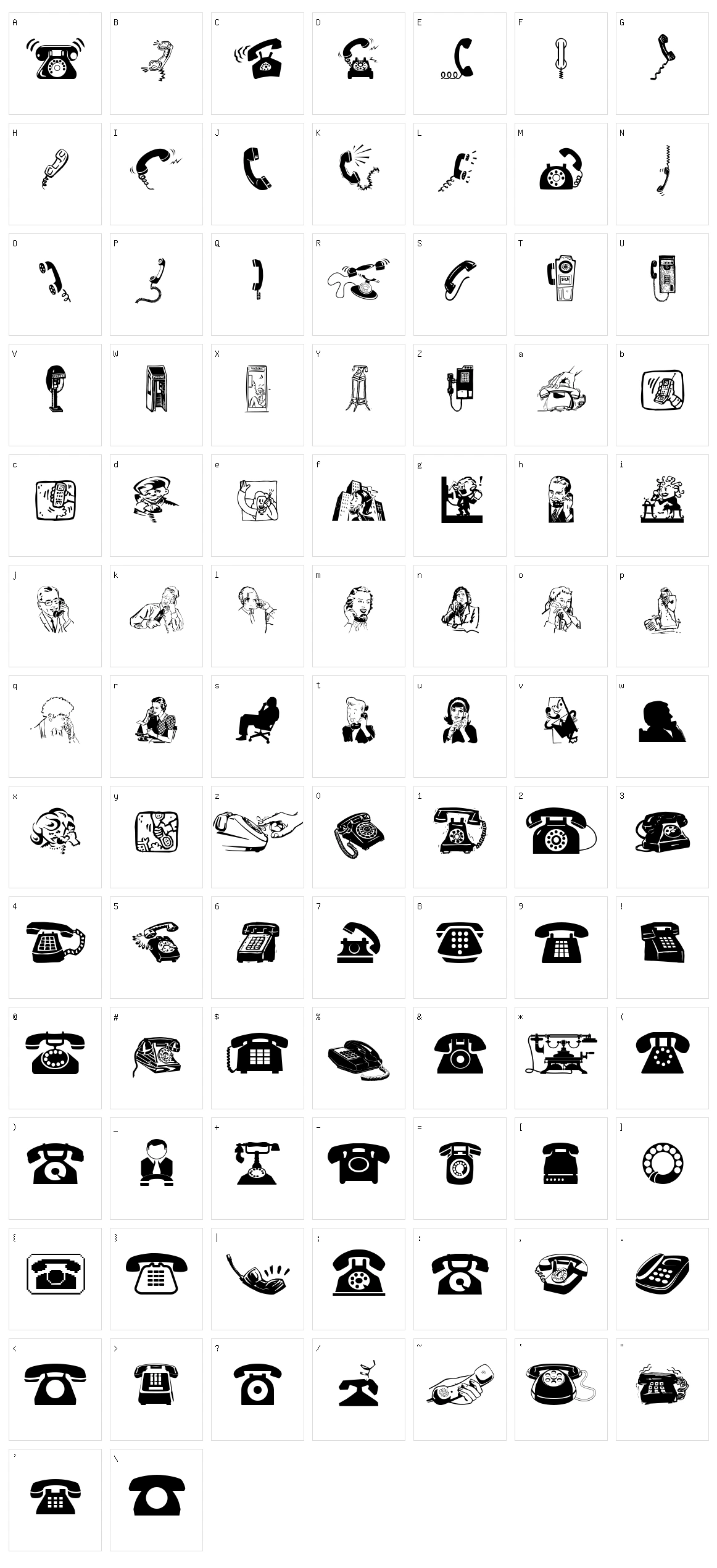 I Am Telefono Character Set