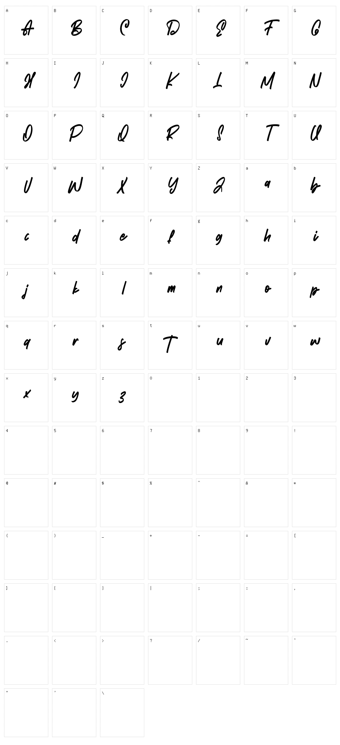 Ethernalize Character Set