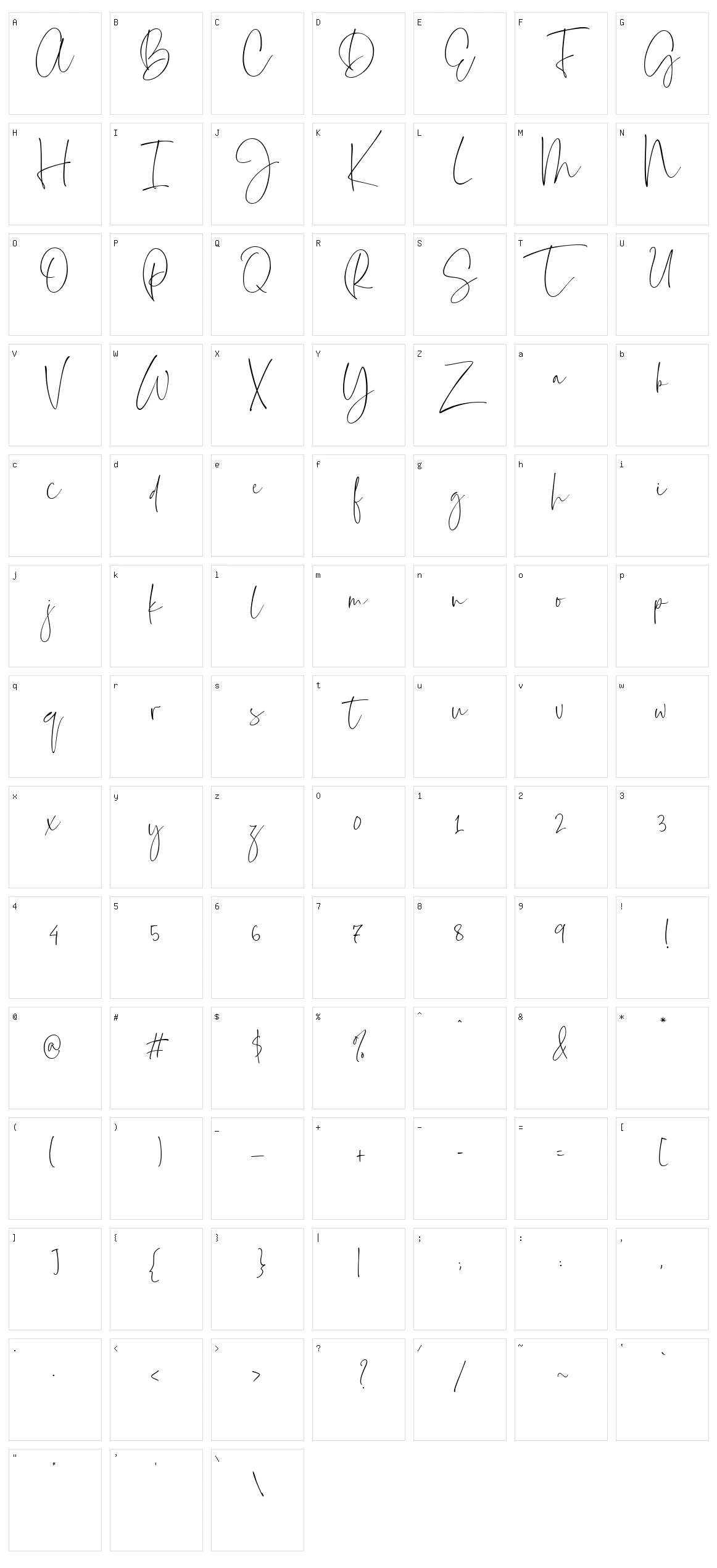 Everleigh Signature Script Character Set