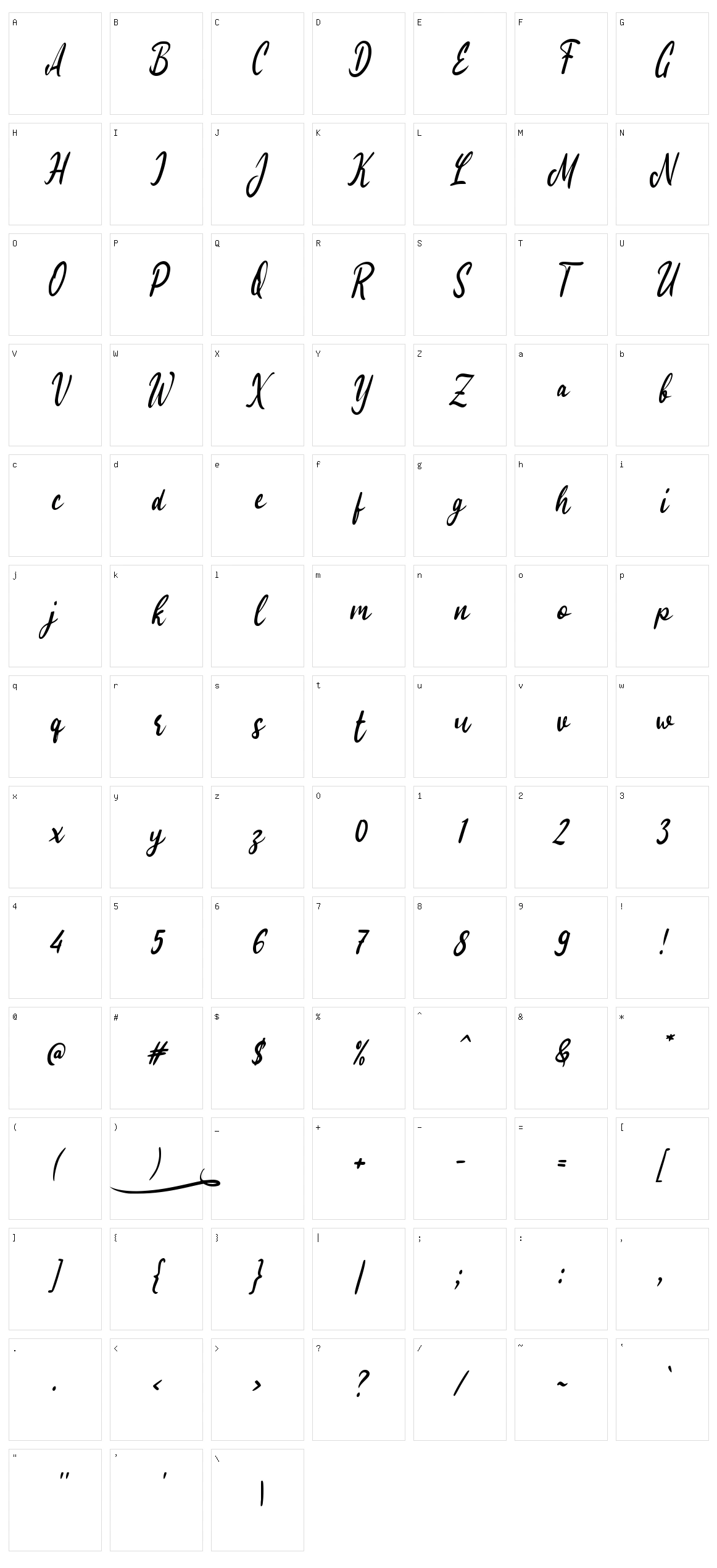 f Felt Condolences Character Set