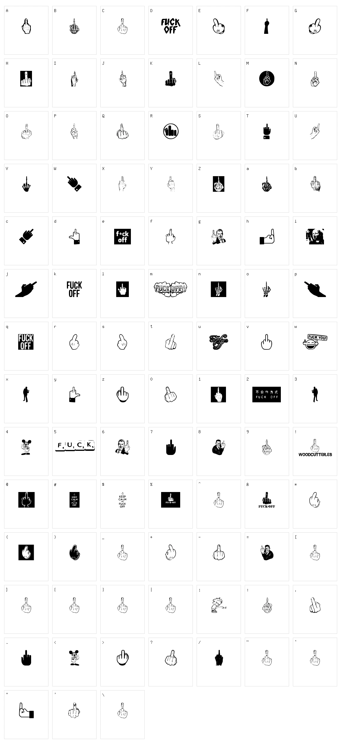 Fuck Off Character Set