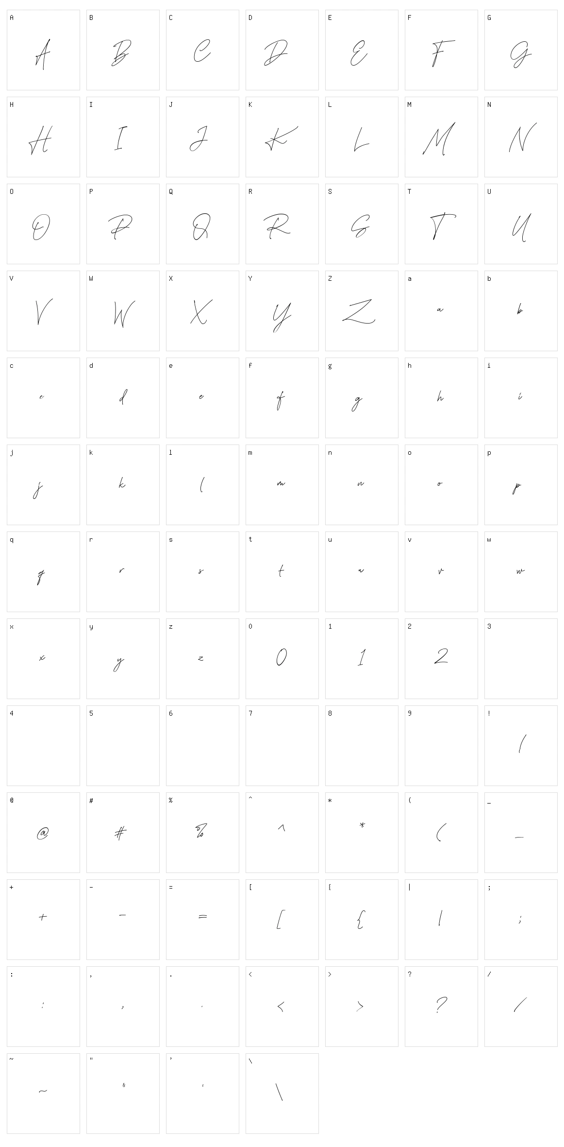 Fadeline Signature Character Set