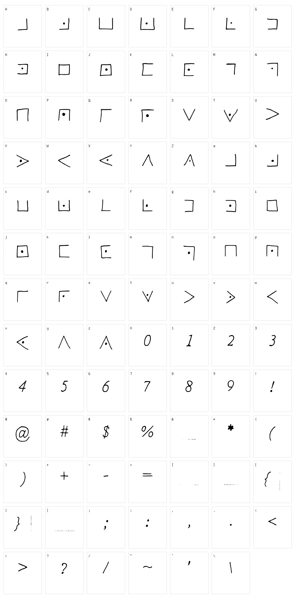 PigPen Code Font Character Set