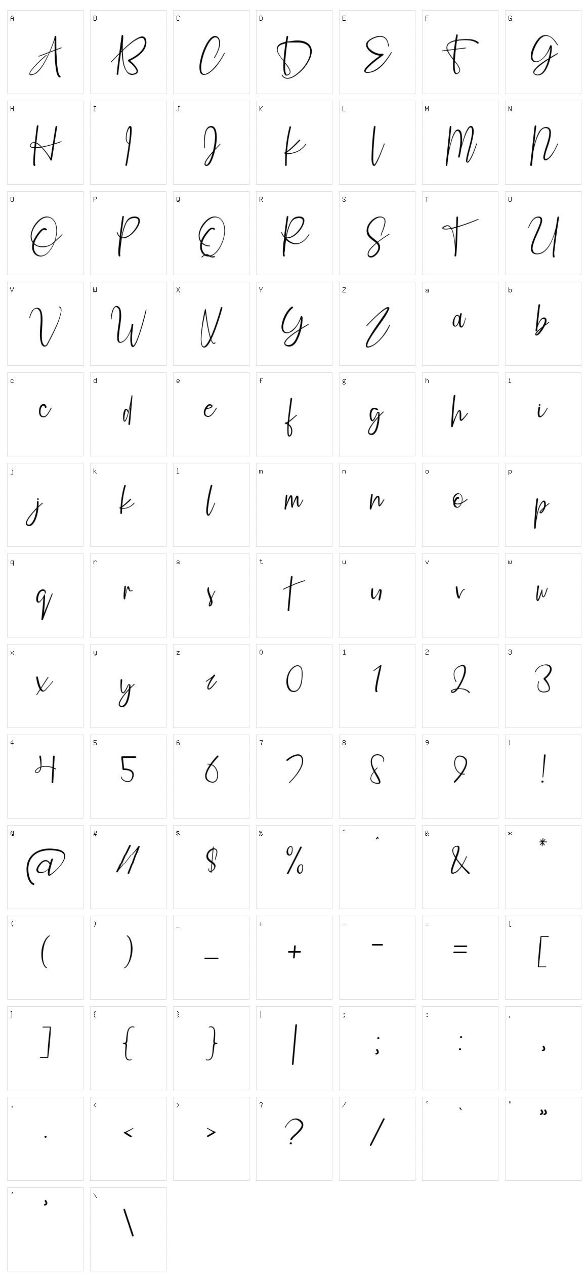 Fashion Script Character Set