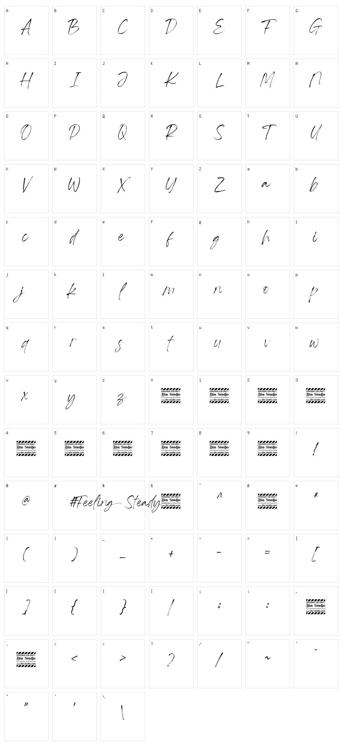 Feeling Steady Character Set