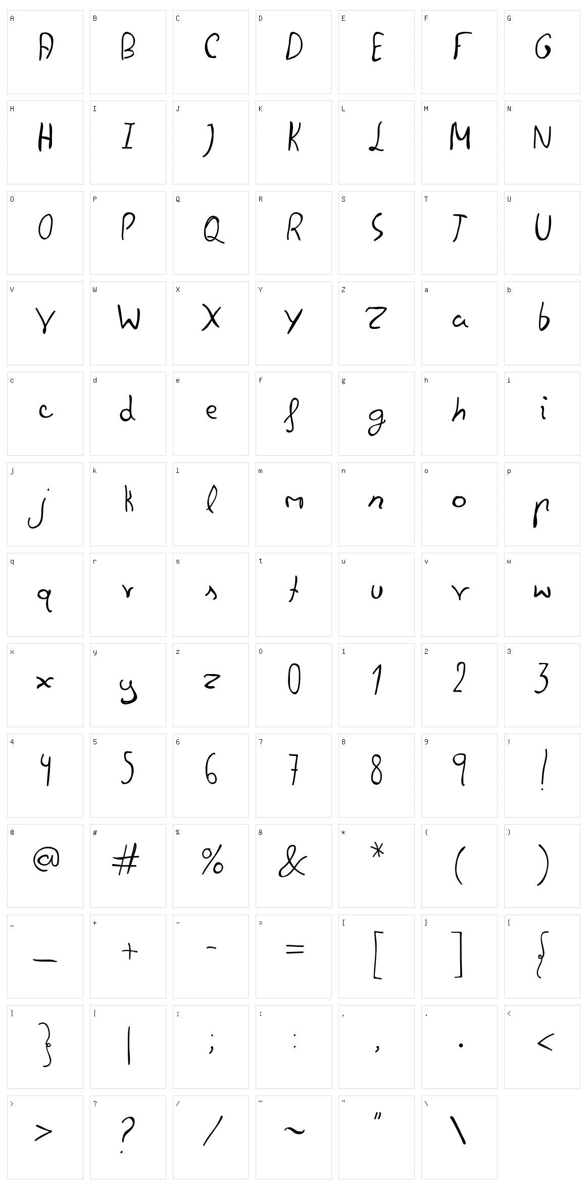 Felipe Script Character Set