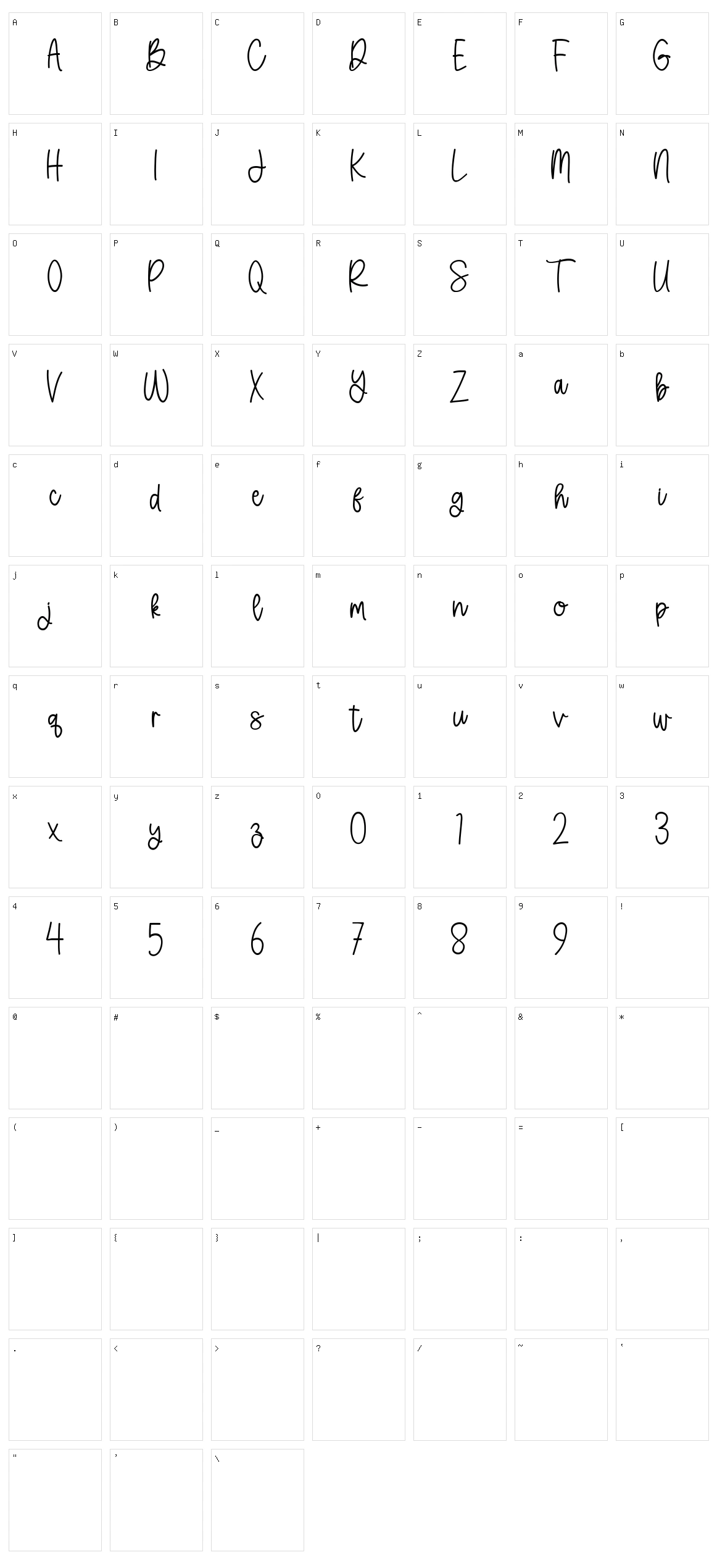 Fellycia Character Set