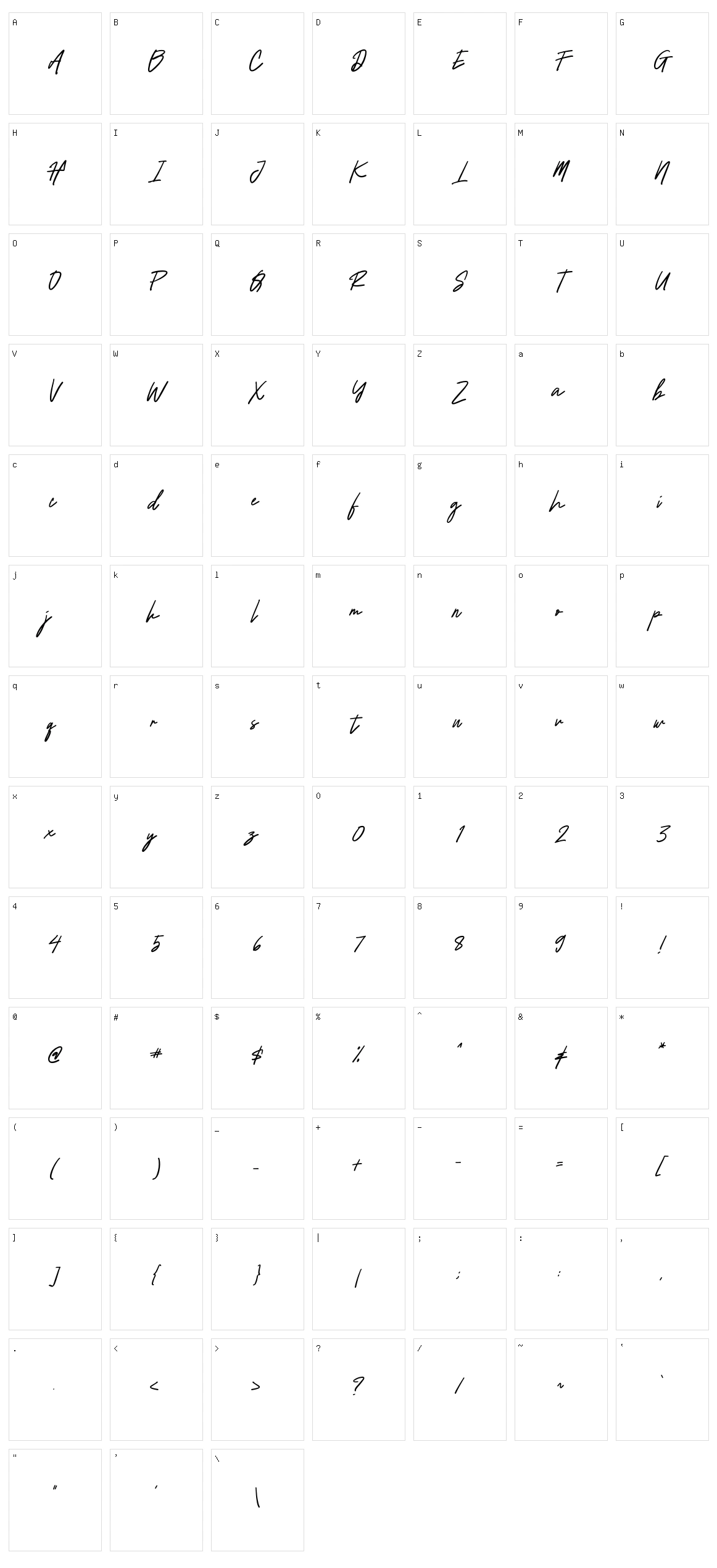 Fine Signature Character Set