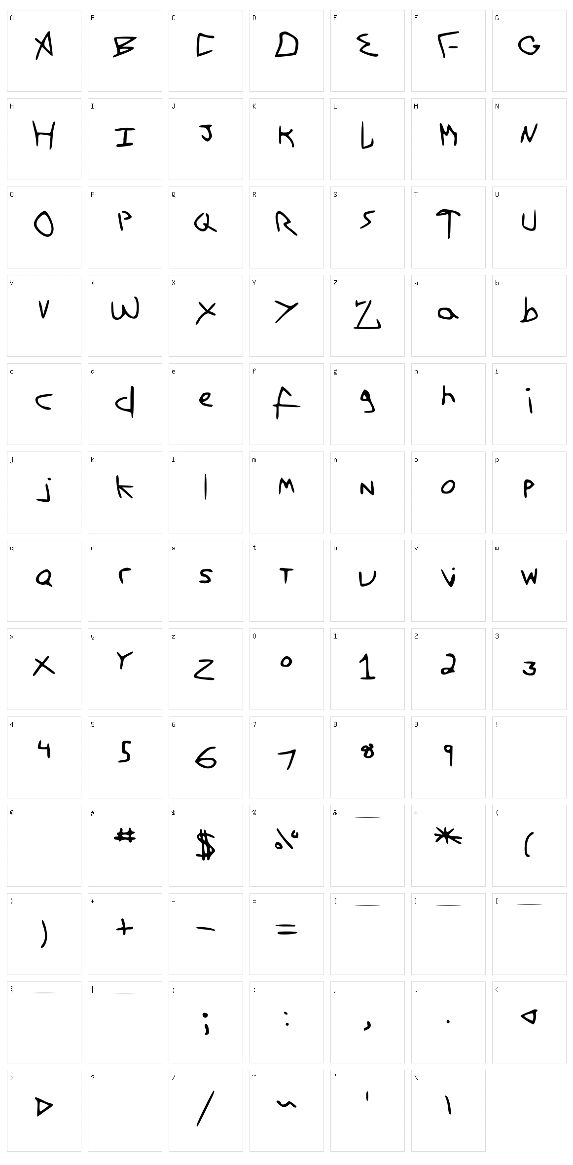 First Font Character Set