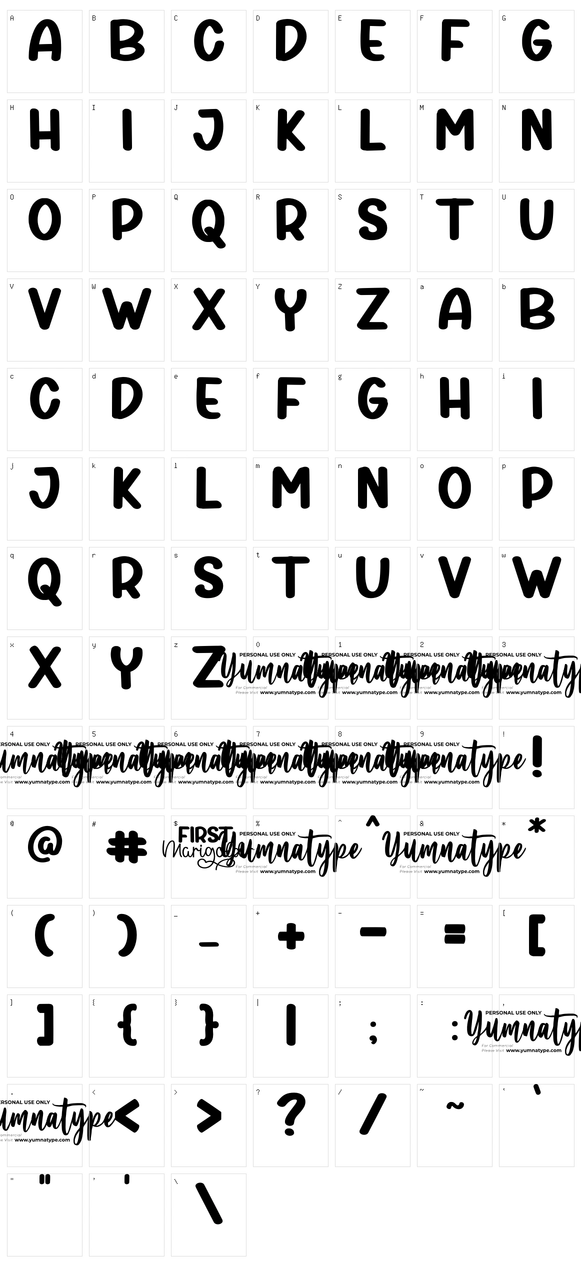 First Marigold Character Set