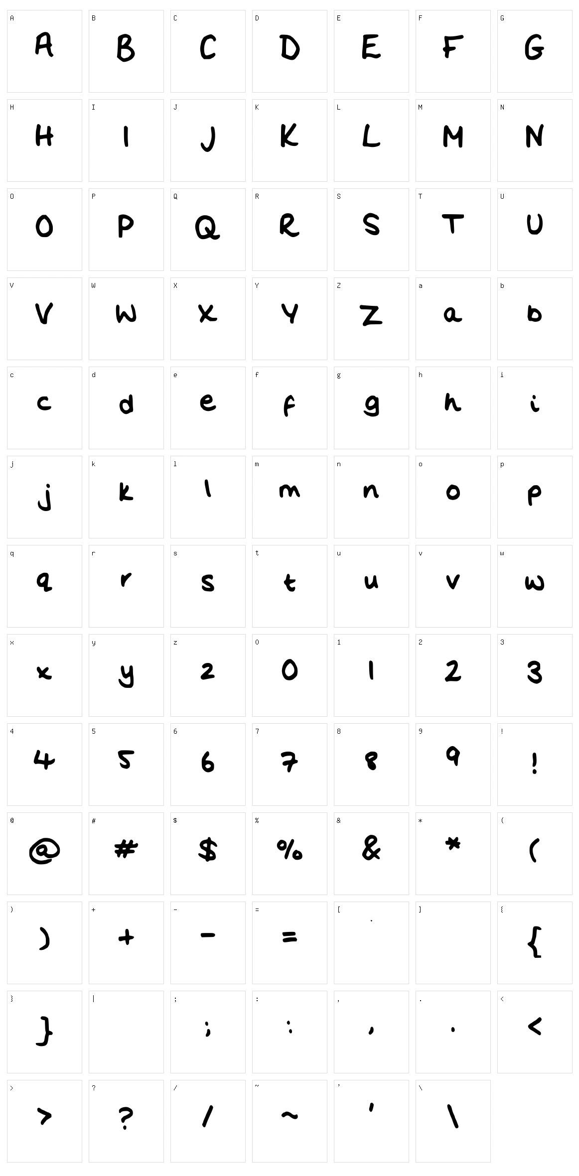 Flo's Handwriting Character Set