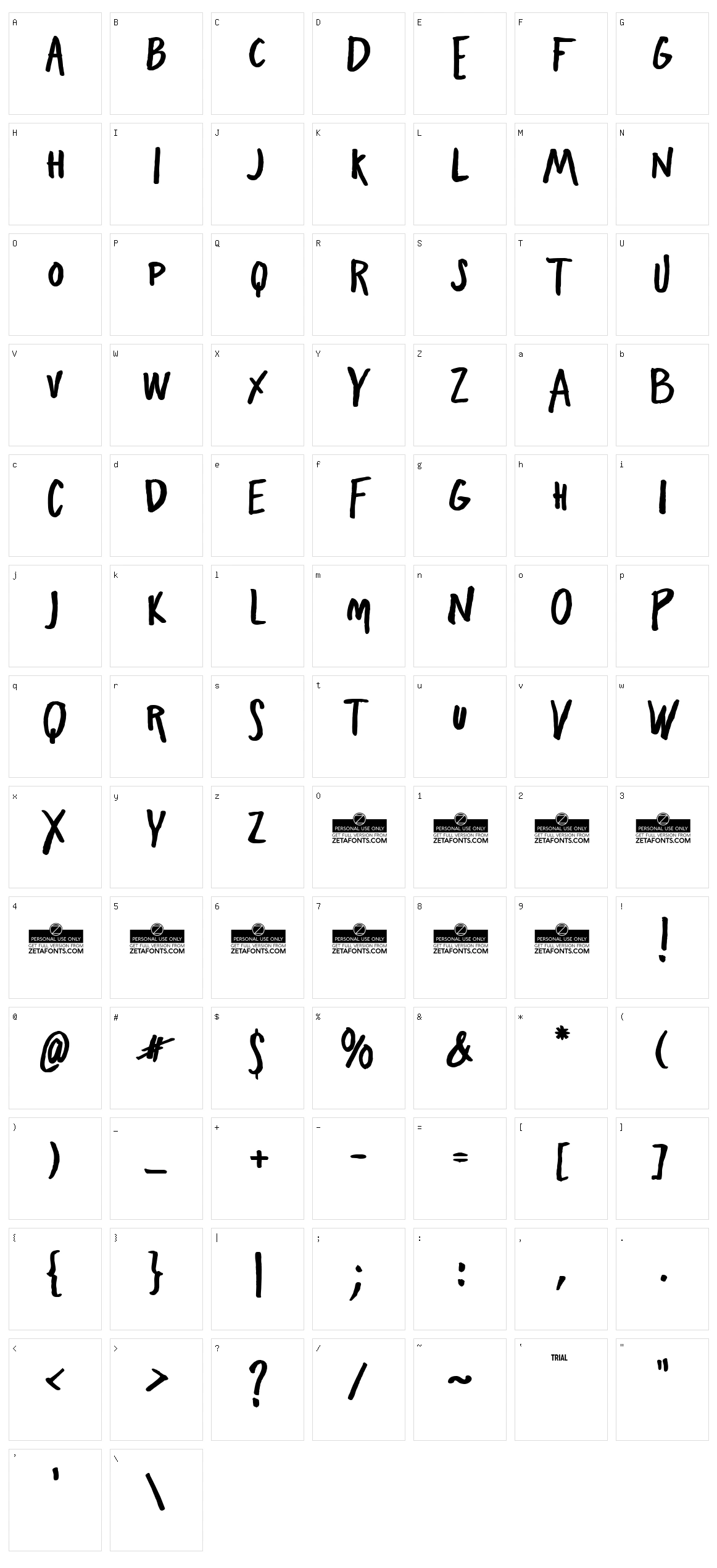 Freehand Blockletter Character Set