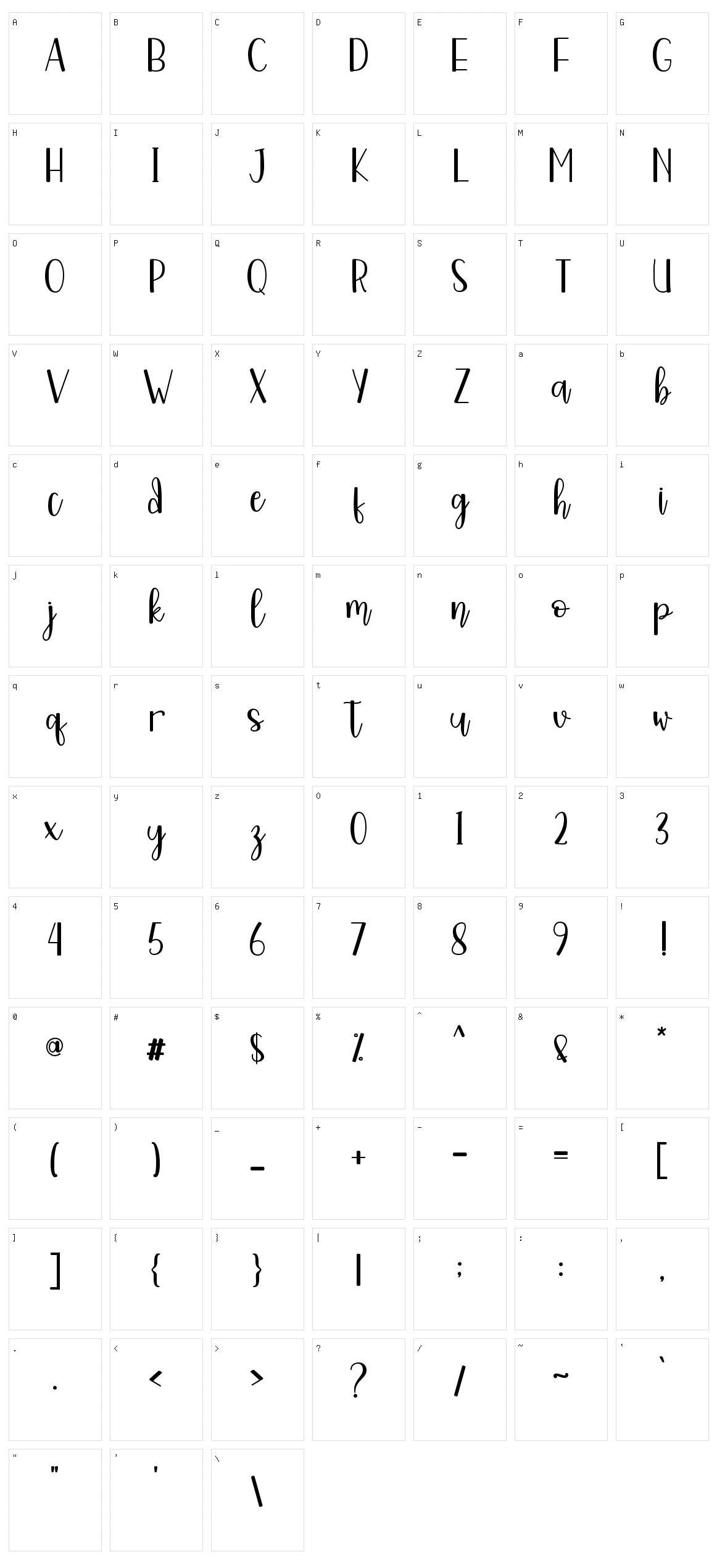 Freshie Character Set