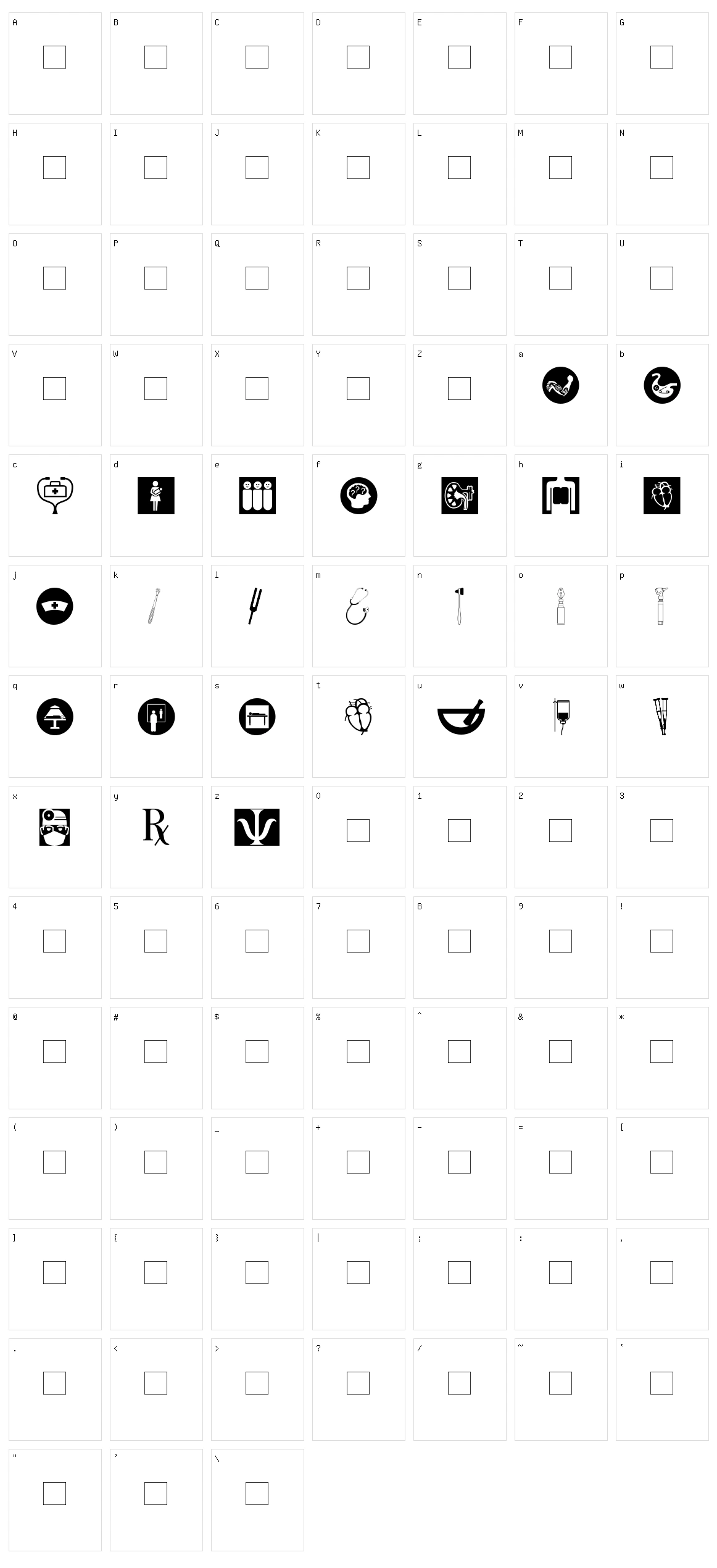 Healthcare Symbols Character Set