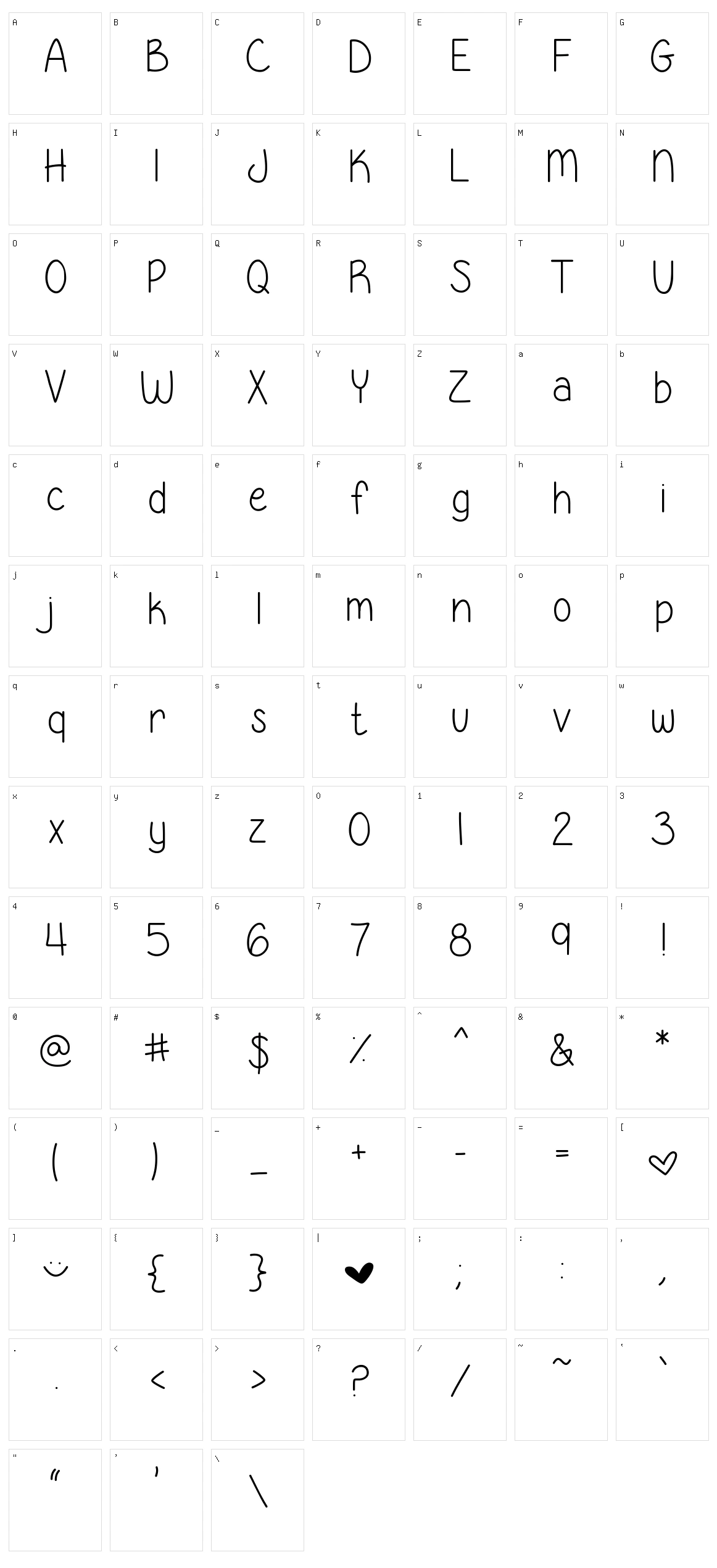 Georgia Belle Character Set