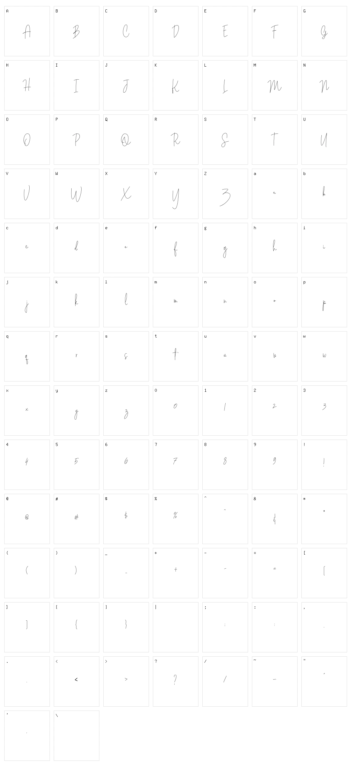 Geraldine Character Set