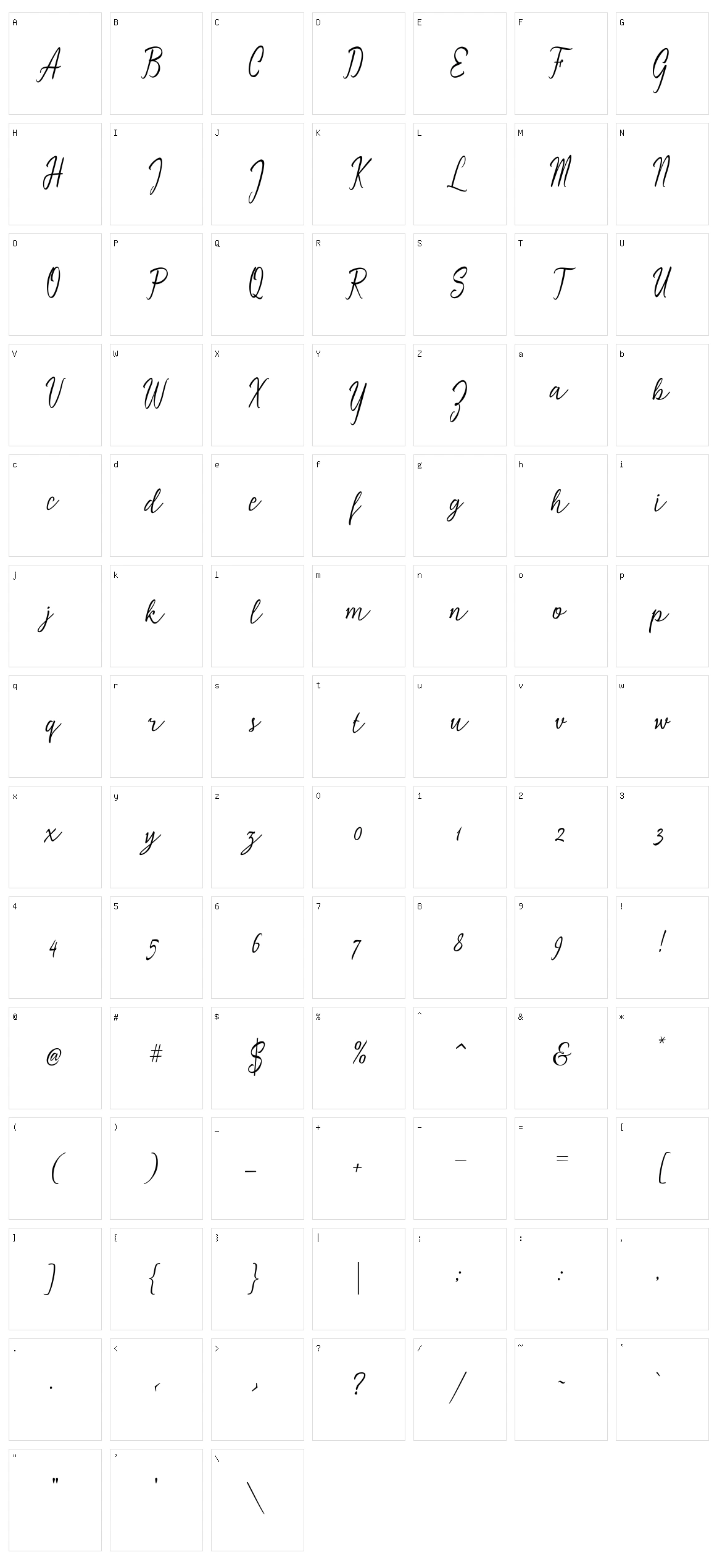Geysha Script Character Set