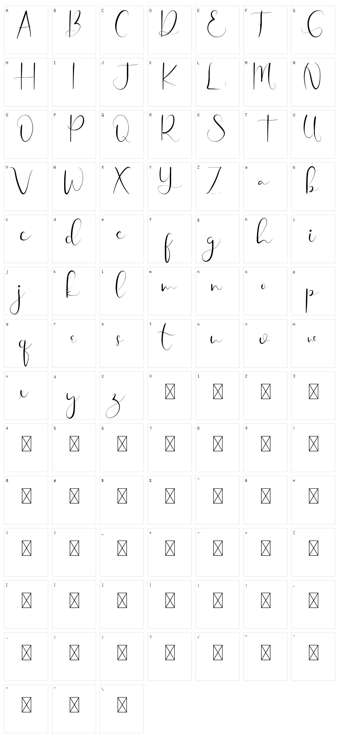 Gingar Bread Script Character Set
