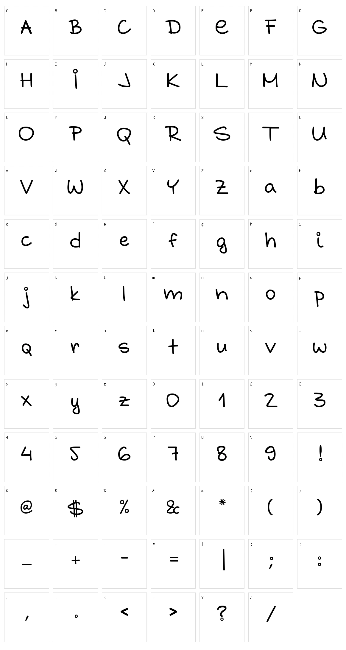 Grabstein HandSchrift Character Set