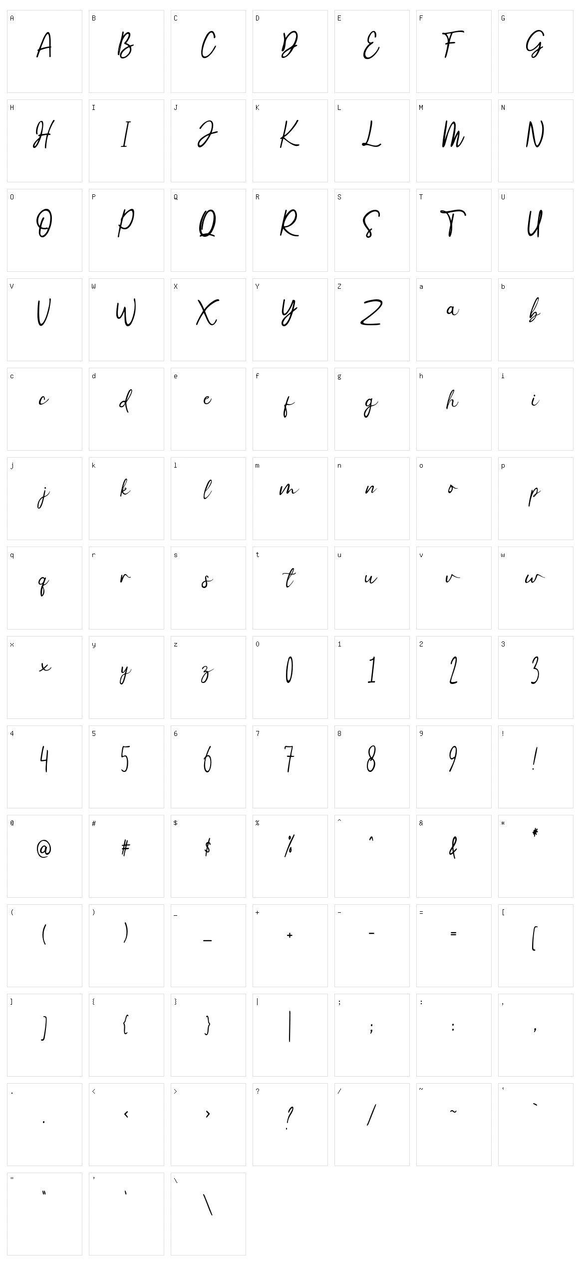 Greemicaly Character Set
