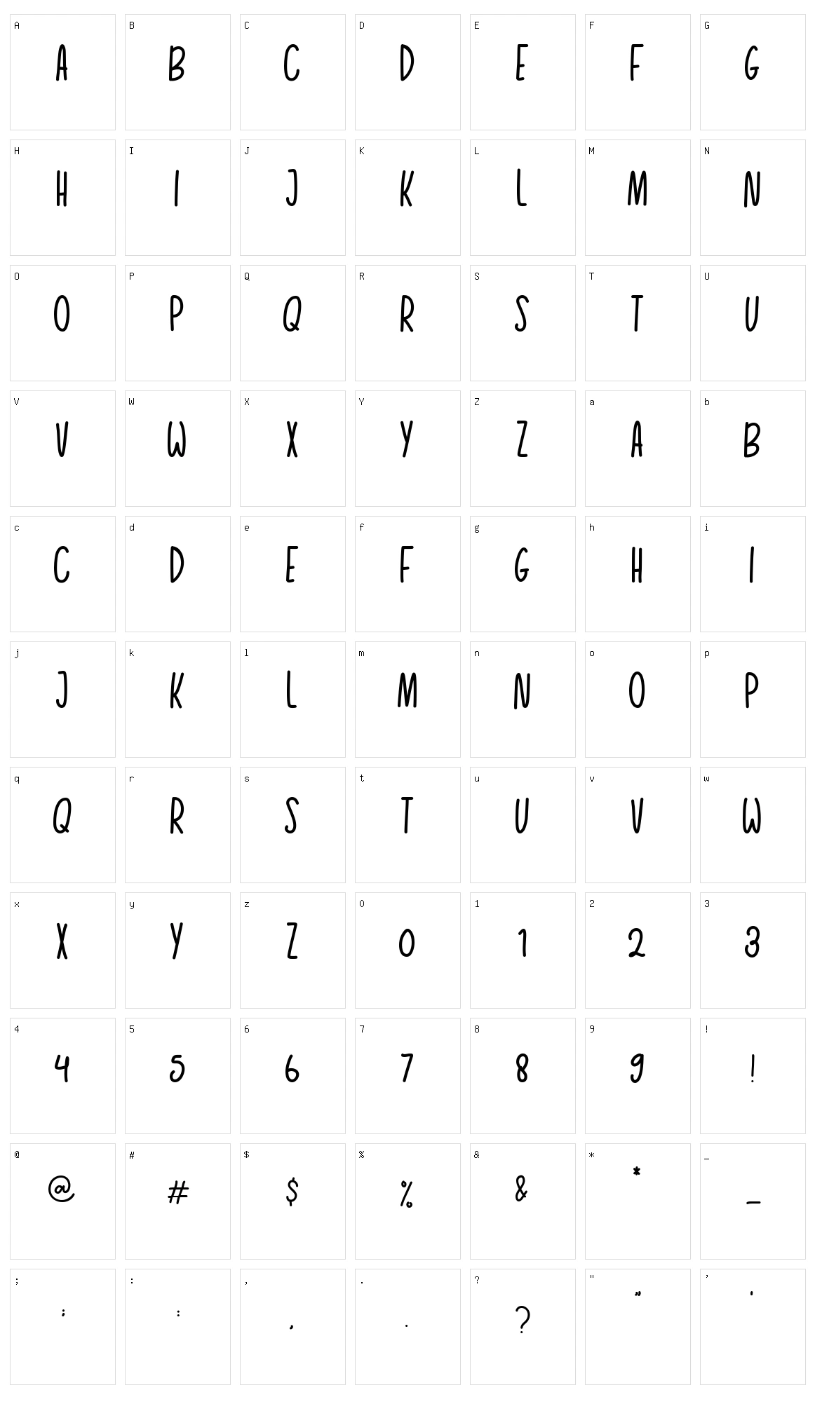 Growing Garden Script Character Set