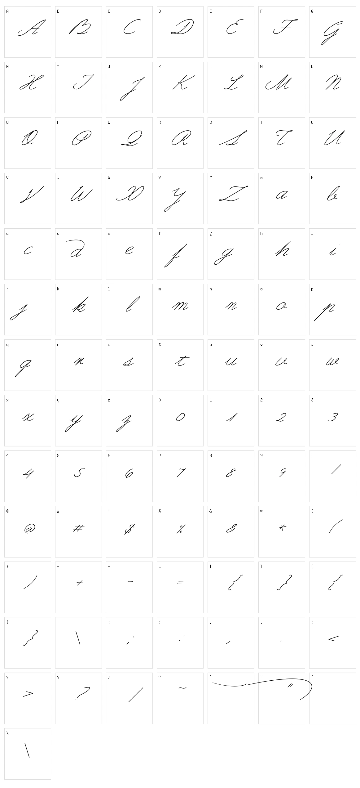 Guayaquil 1800 Character Set