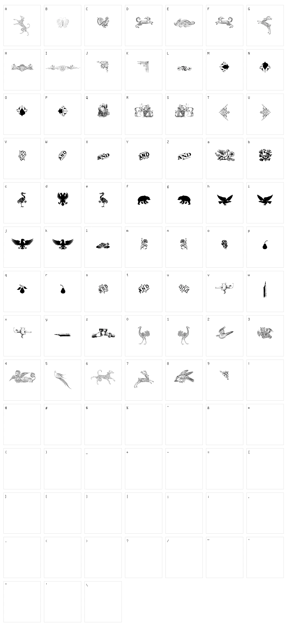 Cornucopia of Dingbats Three Character Set