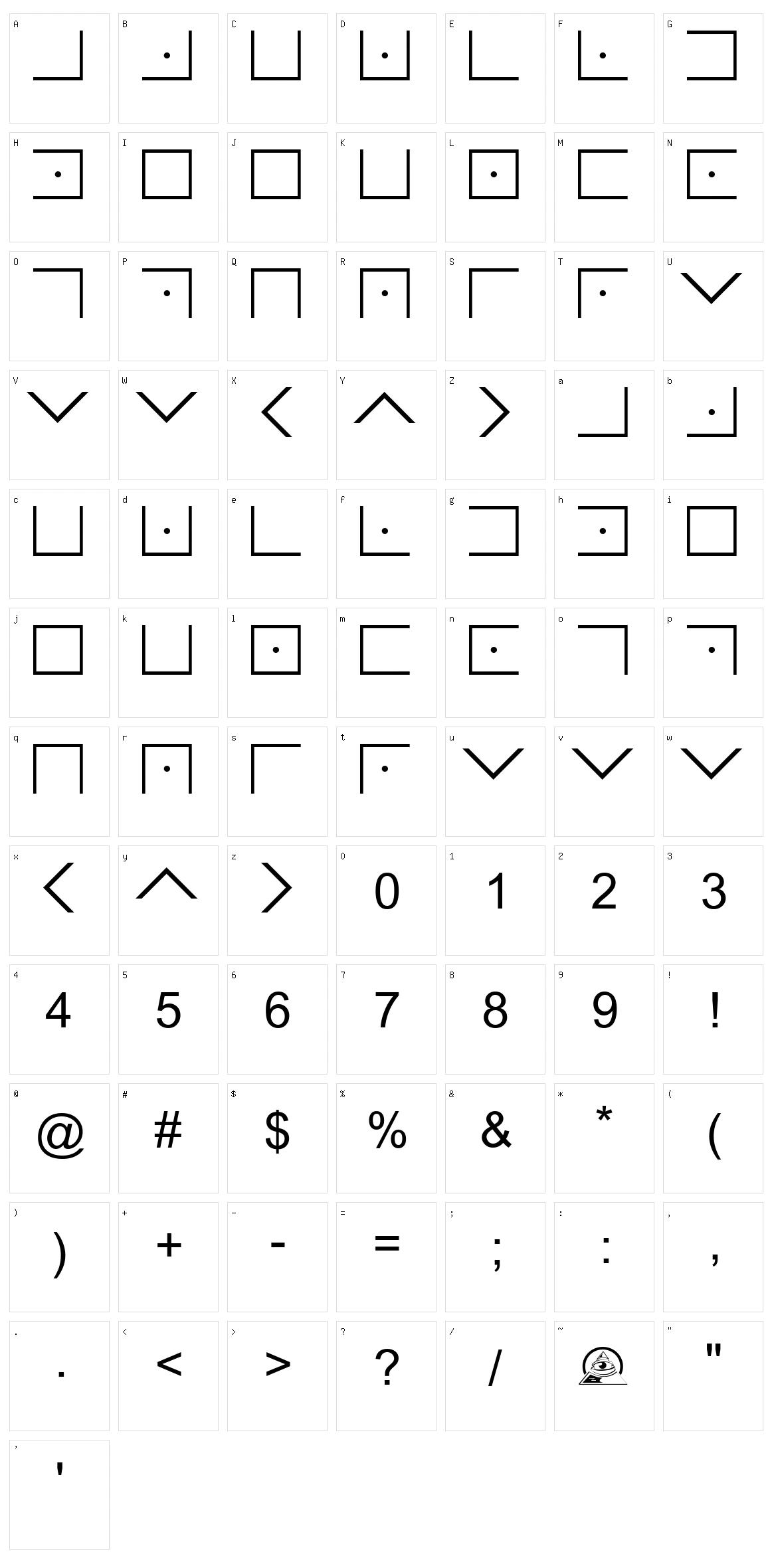 Illuminati Masonic Cipher Character Set