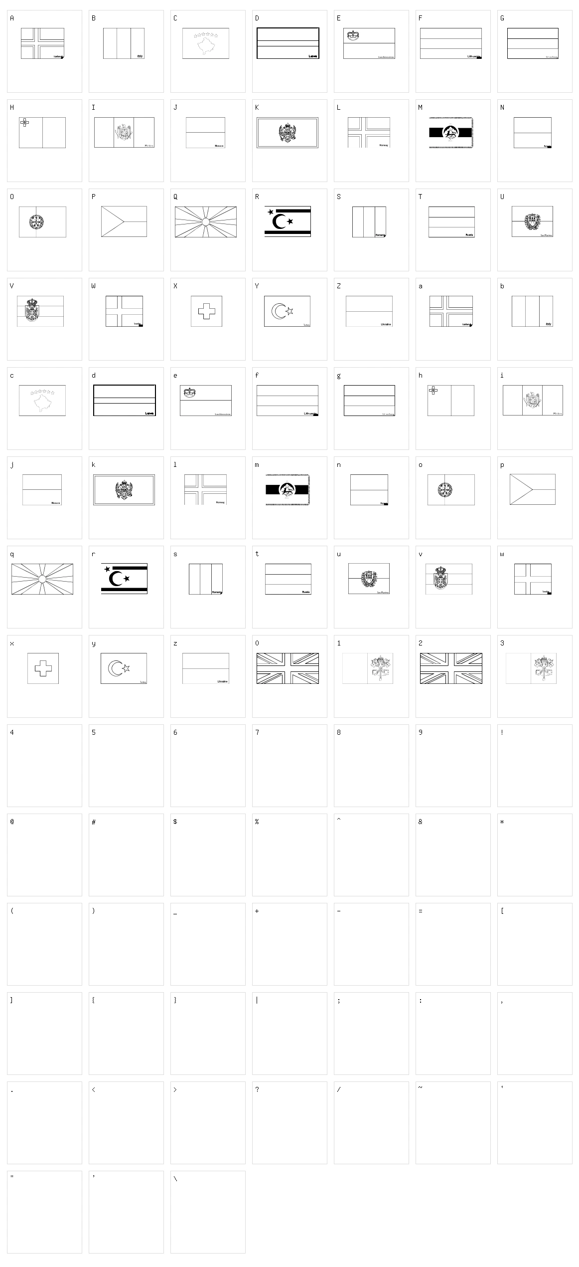 Flags of Europe 2 Character Set