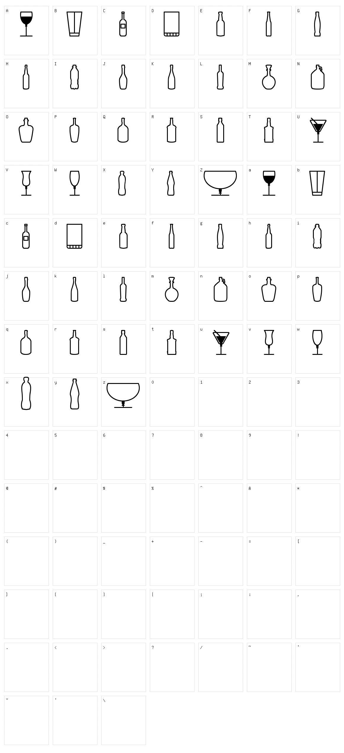 Glass and Bottles St Character Set