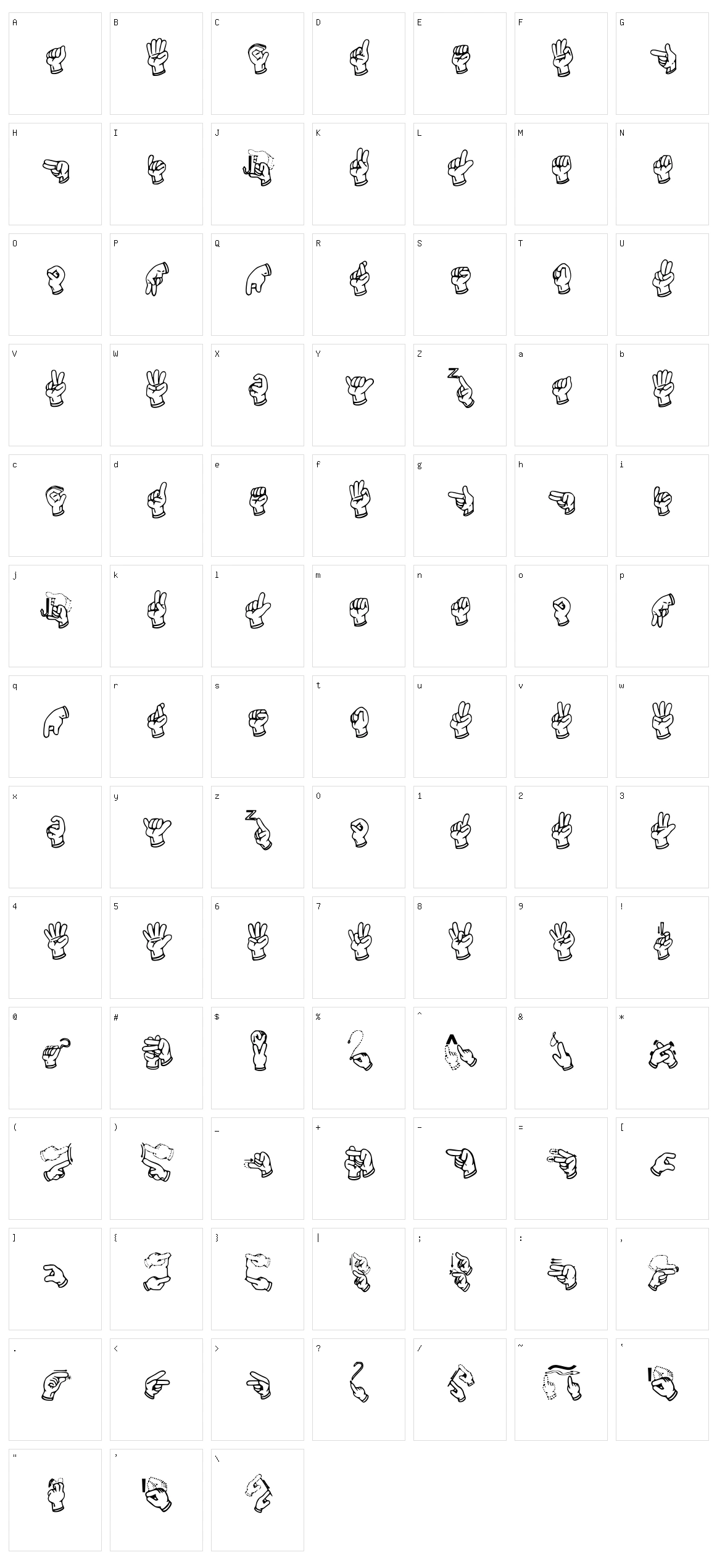 MCCID FSL Font 2 Character Set