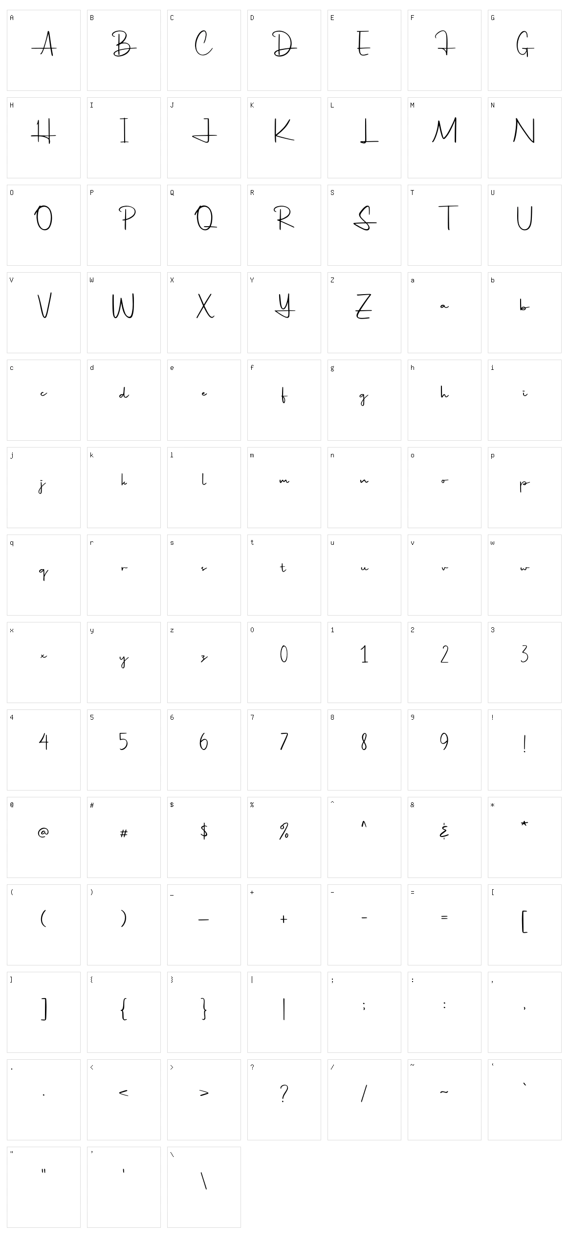 Hildaquin Character Set