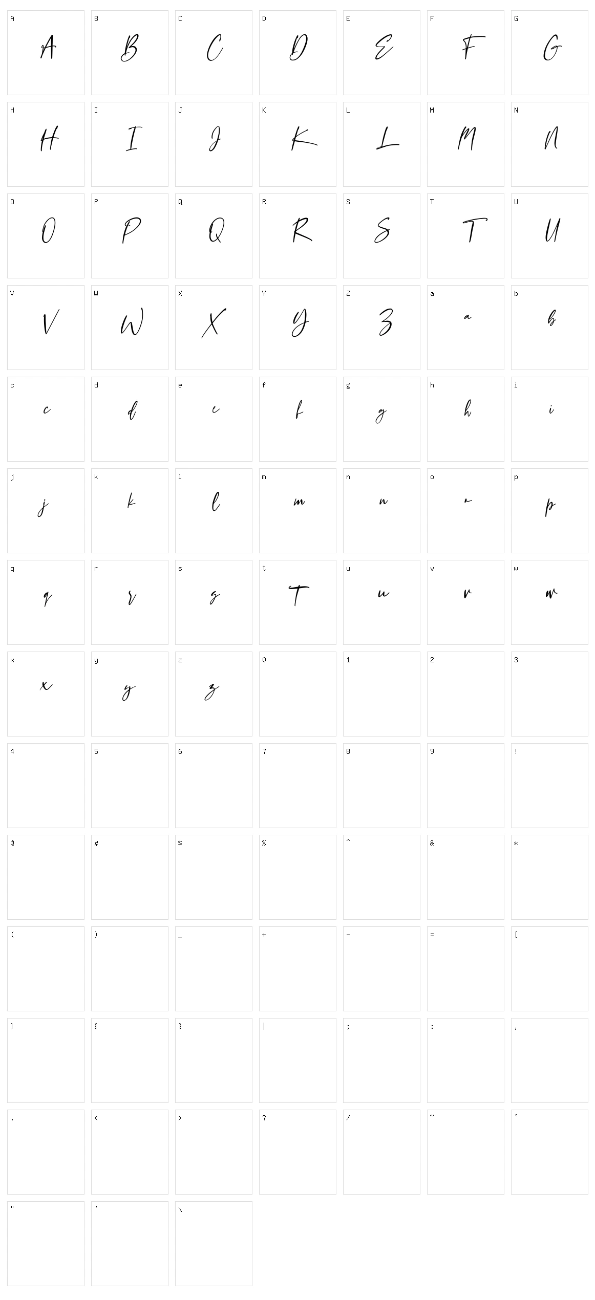 Hillstatic Character Set