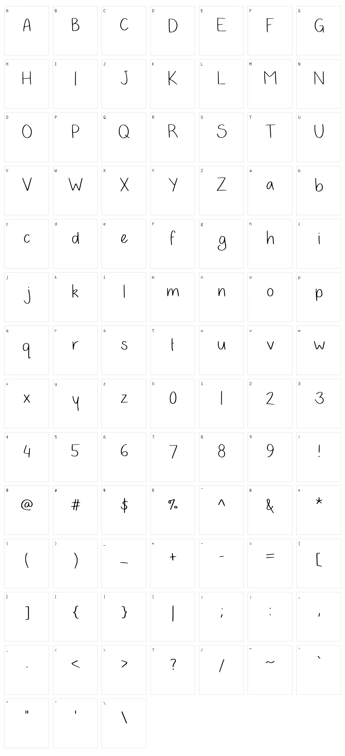 Hollies Handwriting Character Set