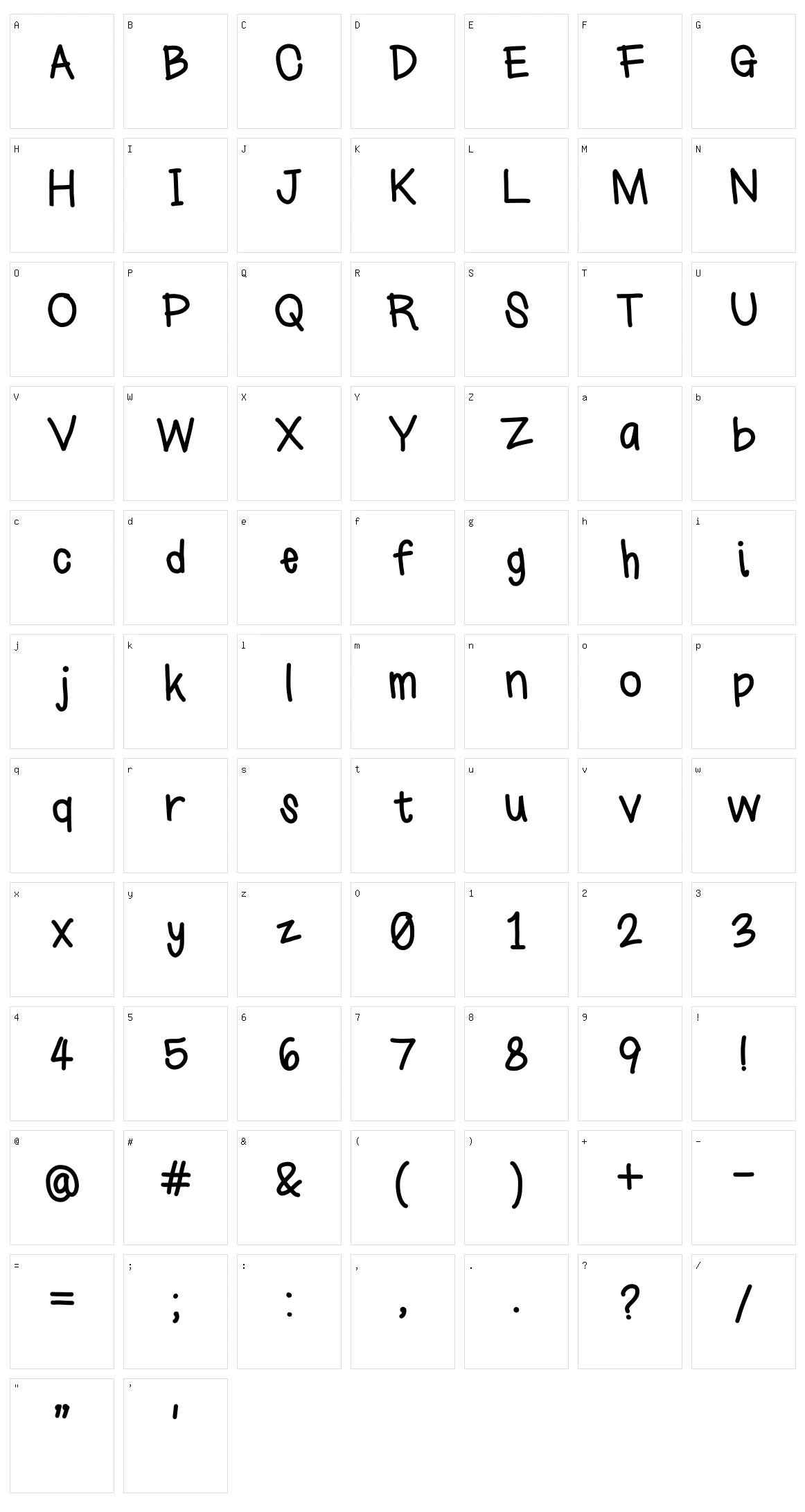 Homework Character Set