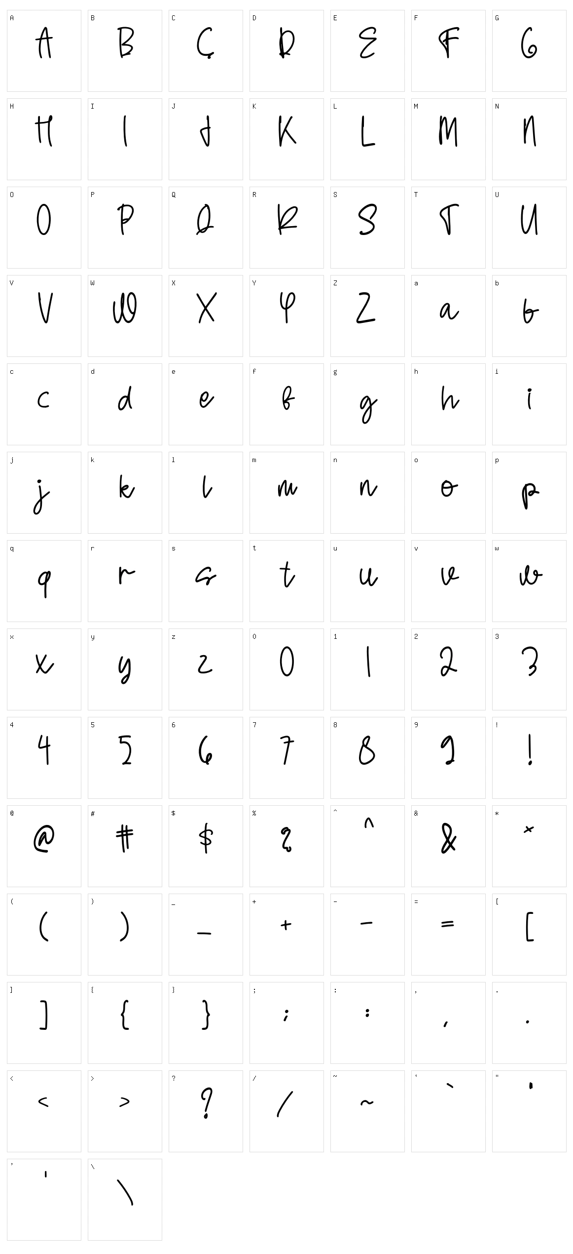 Homework Character Set