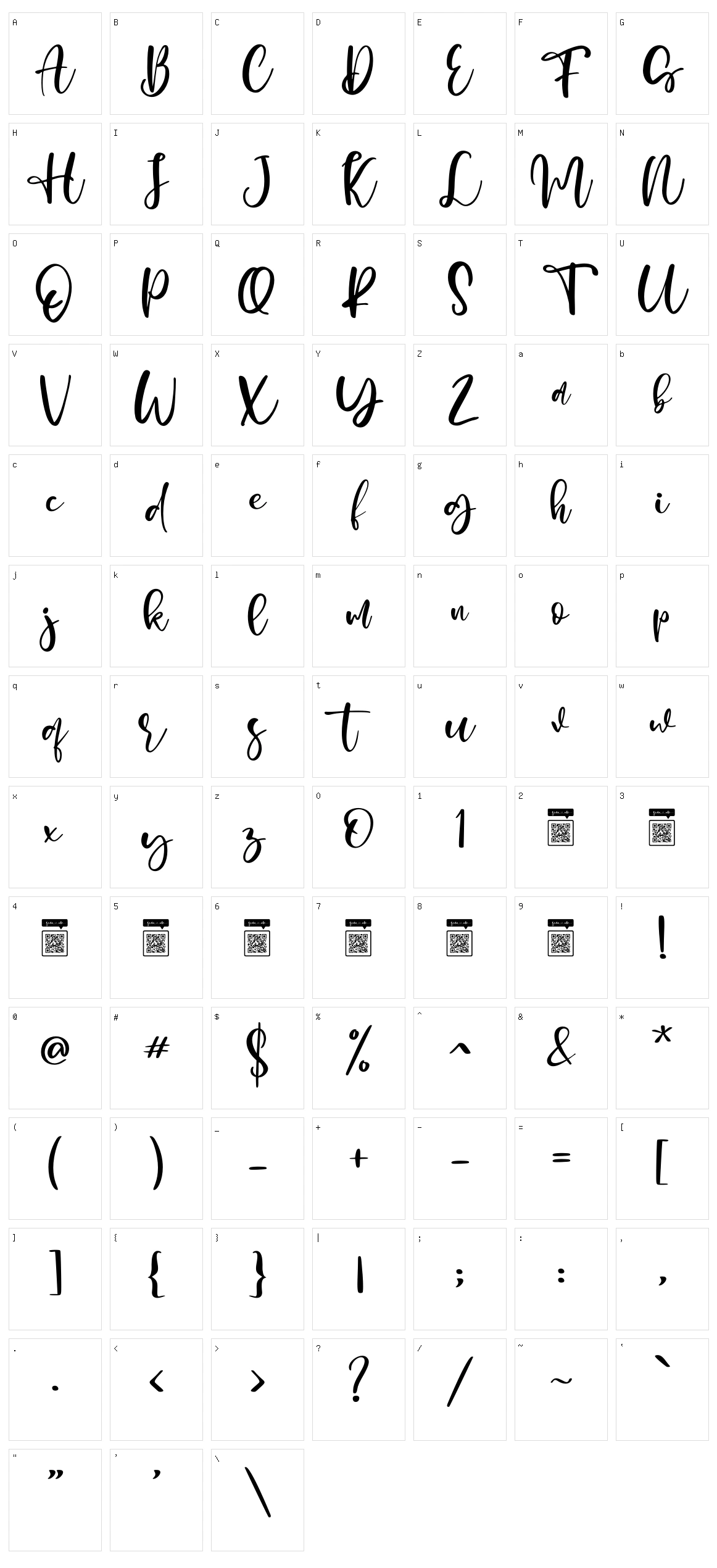 Honey Sharon Character Set