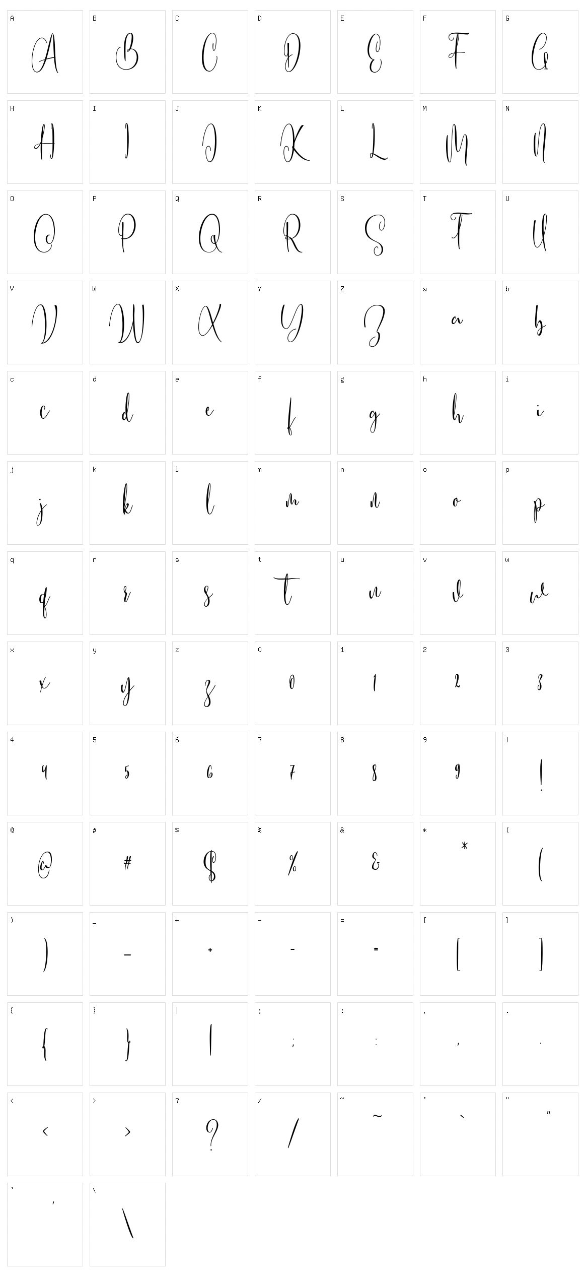 Honeymoon Character Set