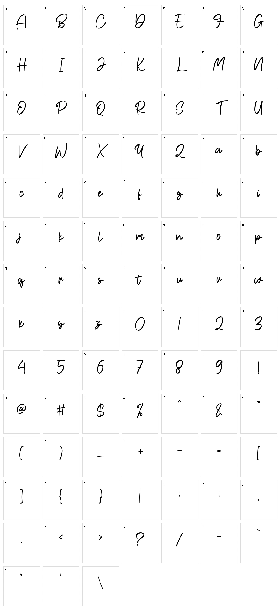 Honilley Character Set