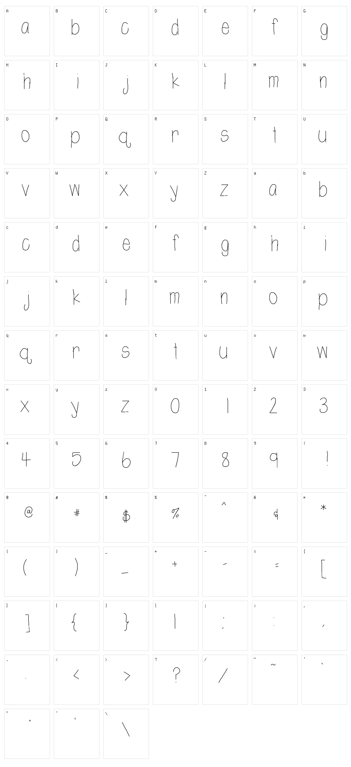 Ht Shortie Character Set