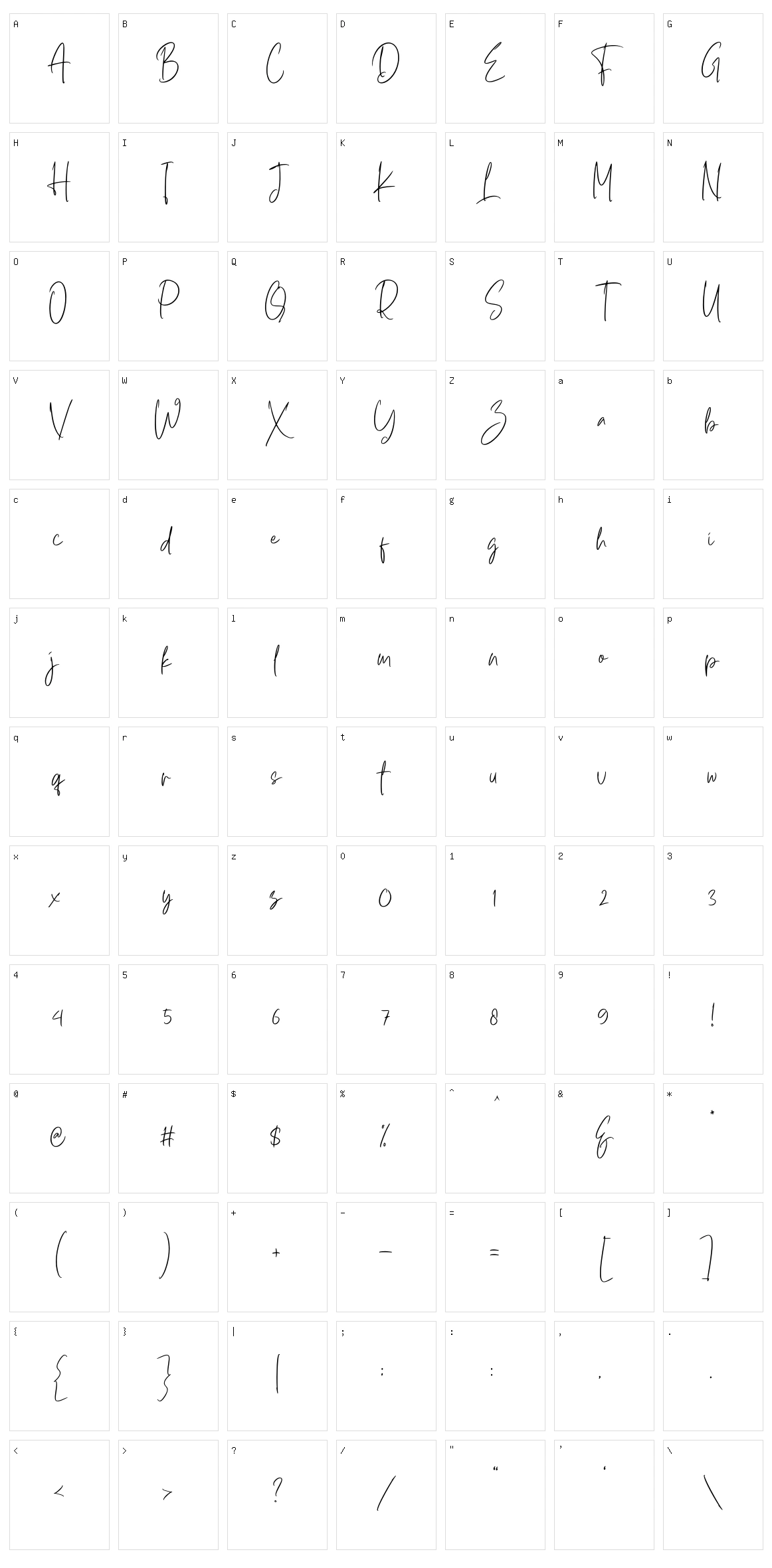 Hulya Script Character Set