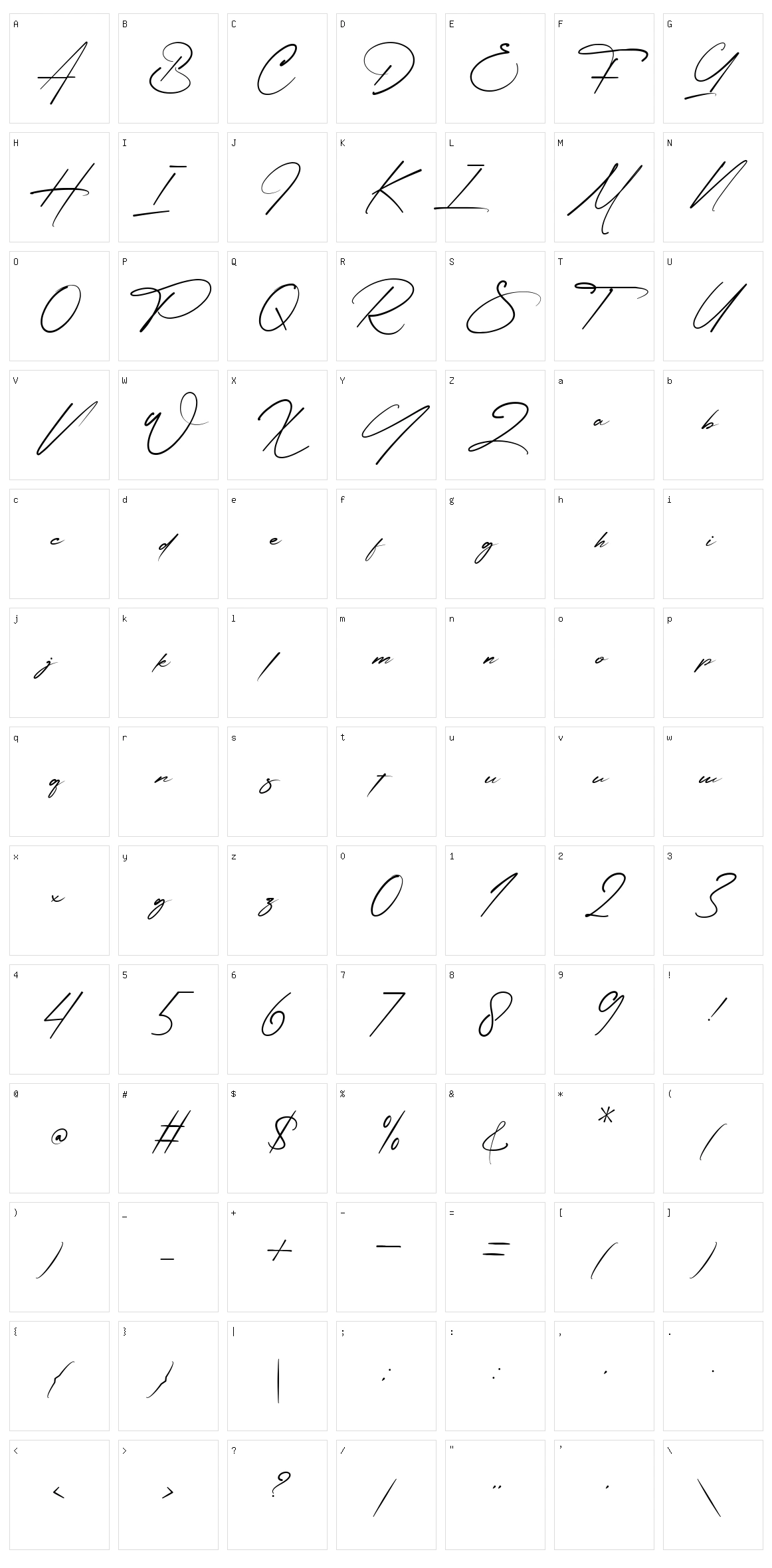 Humble Signation Character Set