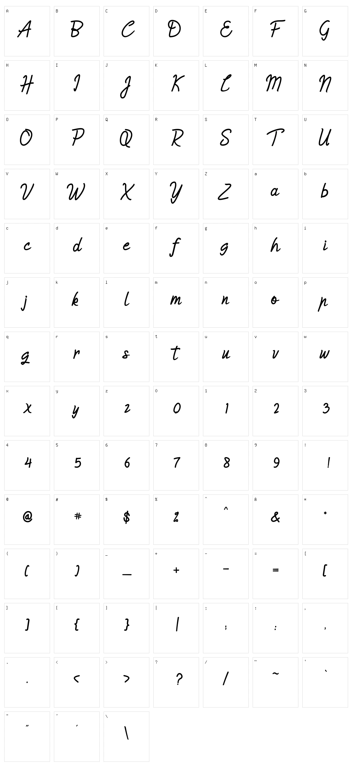 Humienly Character Set