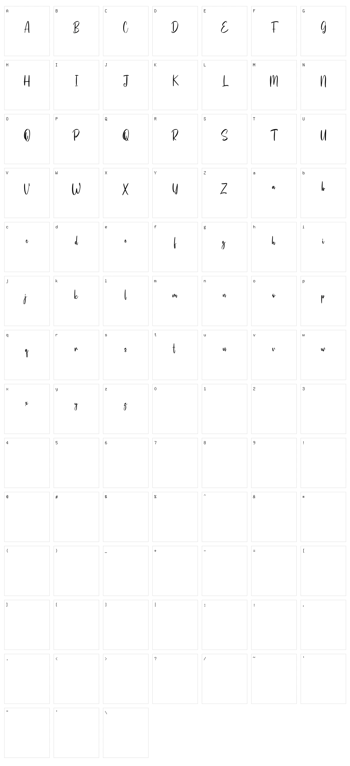 Hunnyflash Character Set