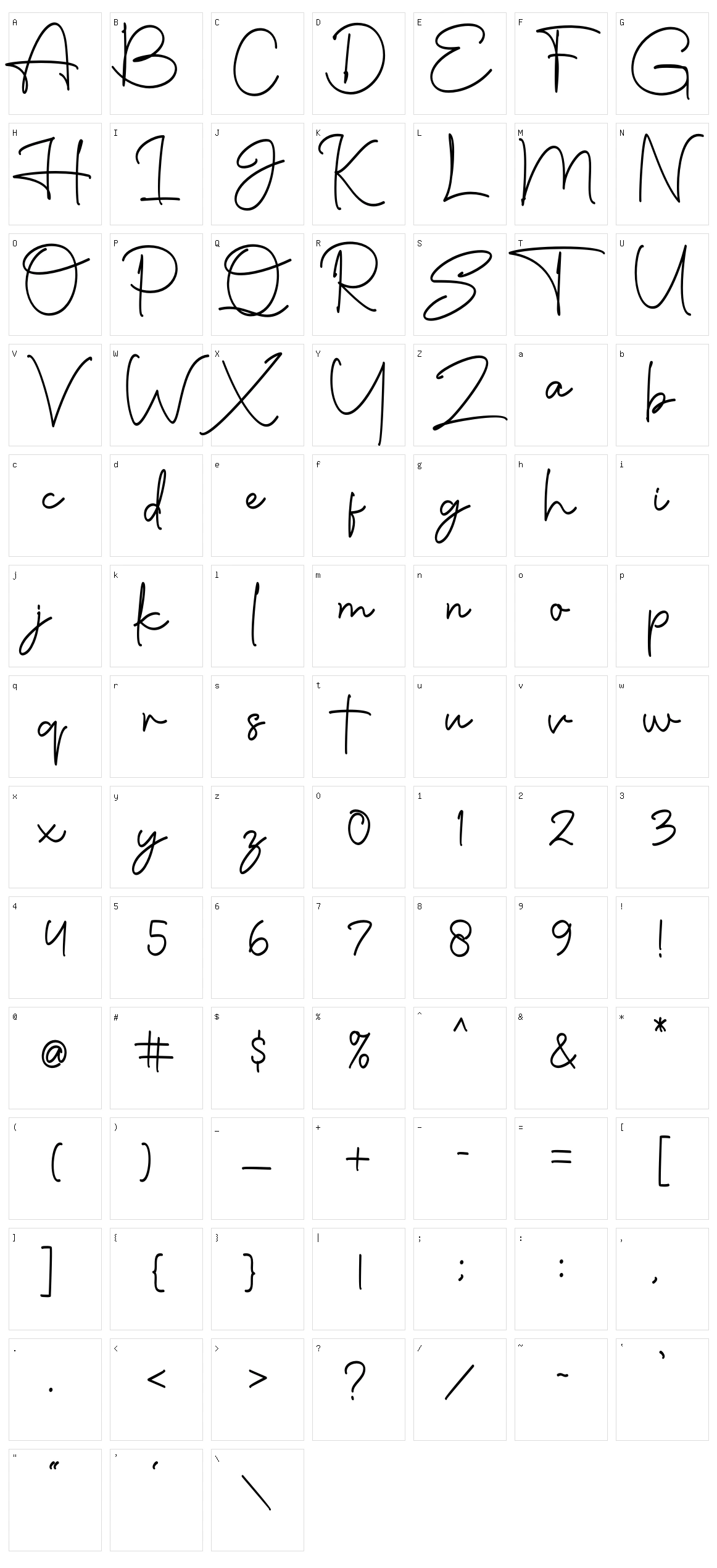 Huntteret Character Set