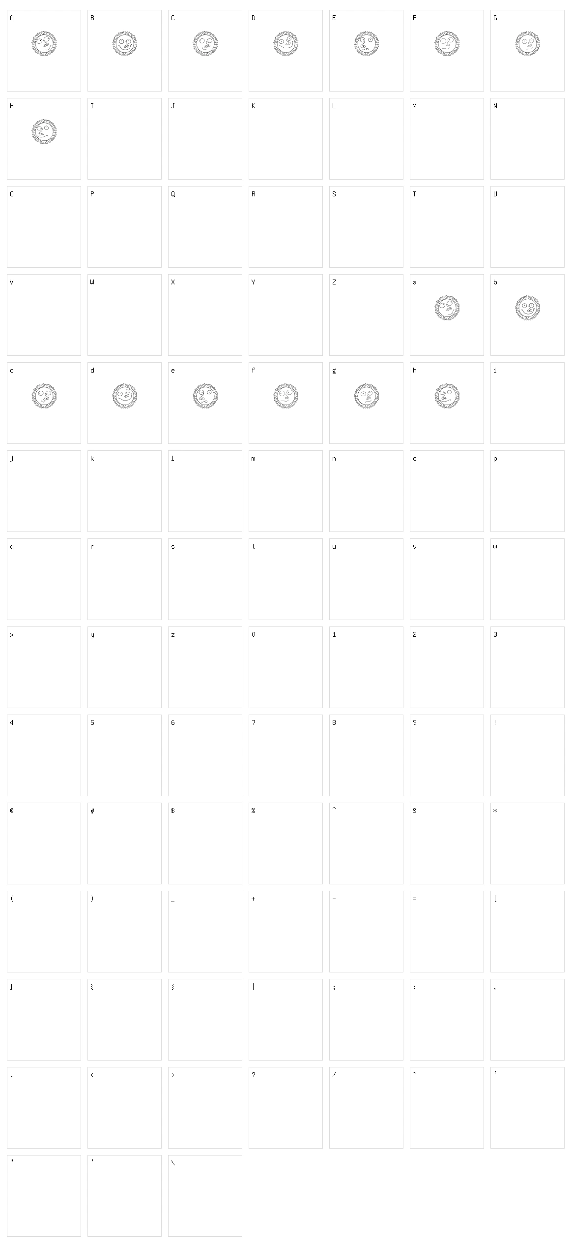 Lucky Sun Character Set