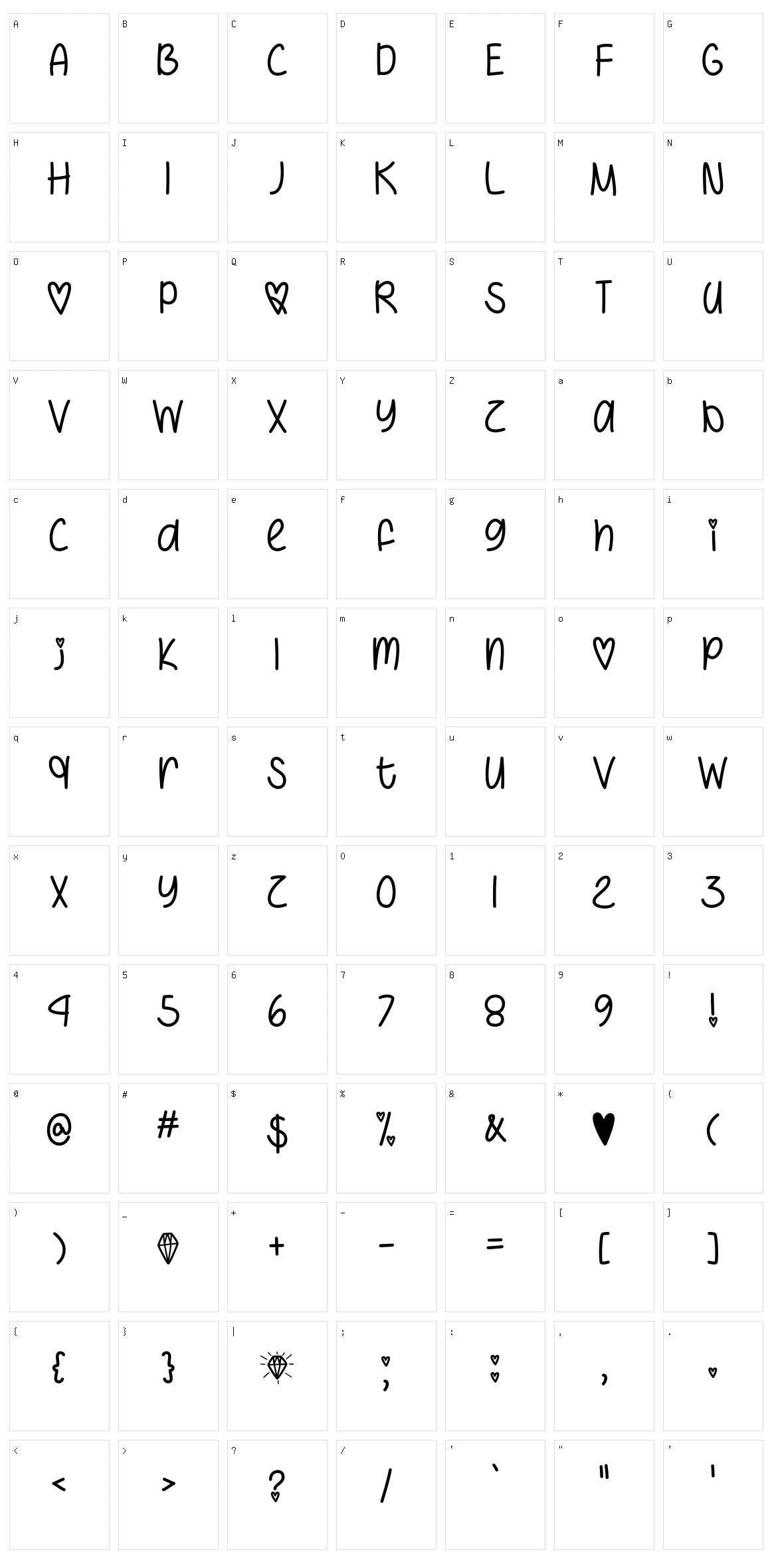 I Heart You Always Character Set