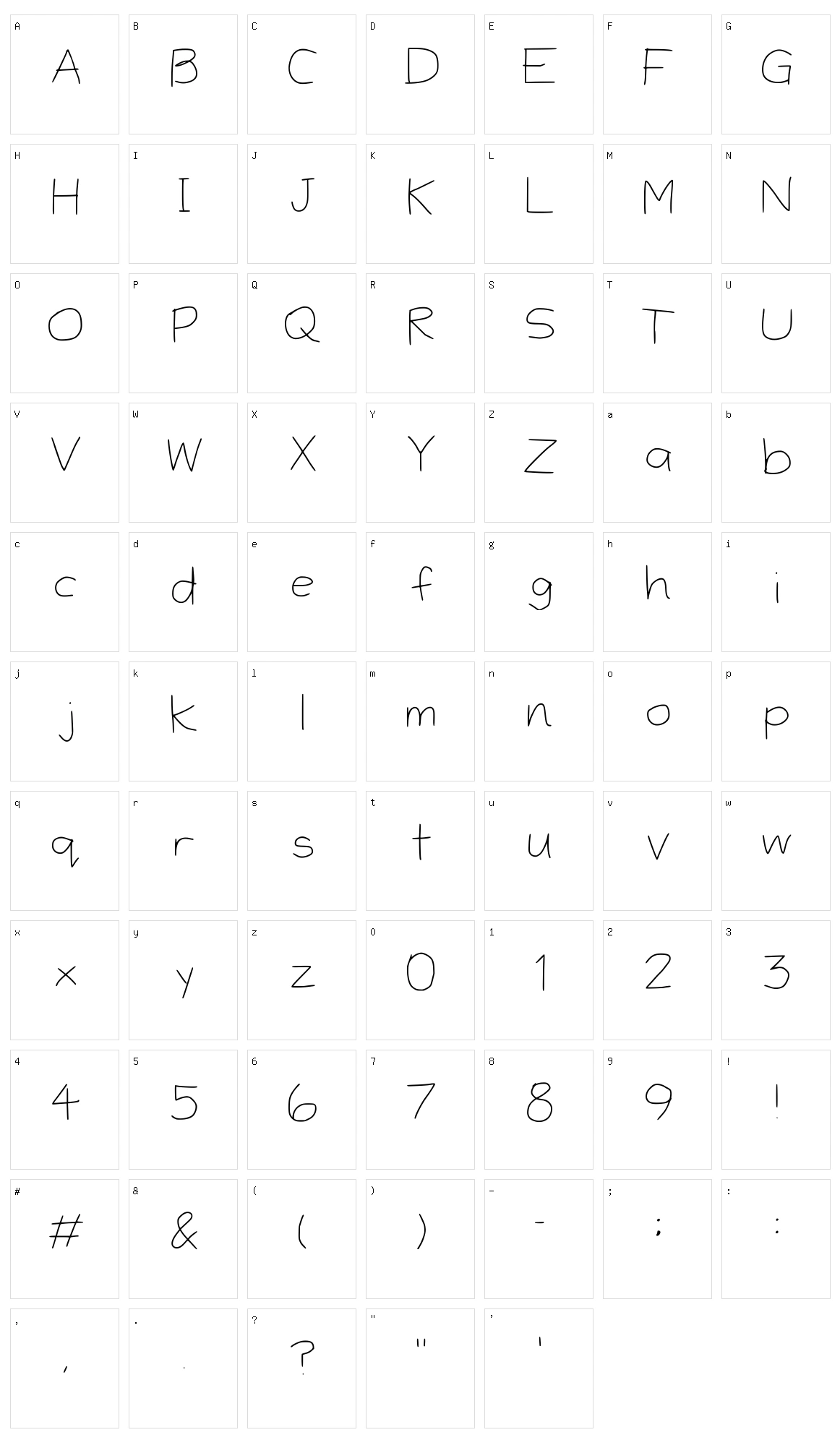 Ibis Handwriting Character Set