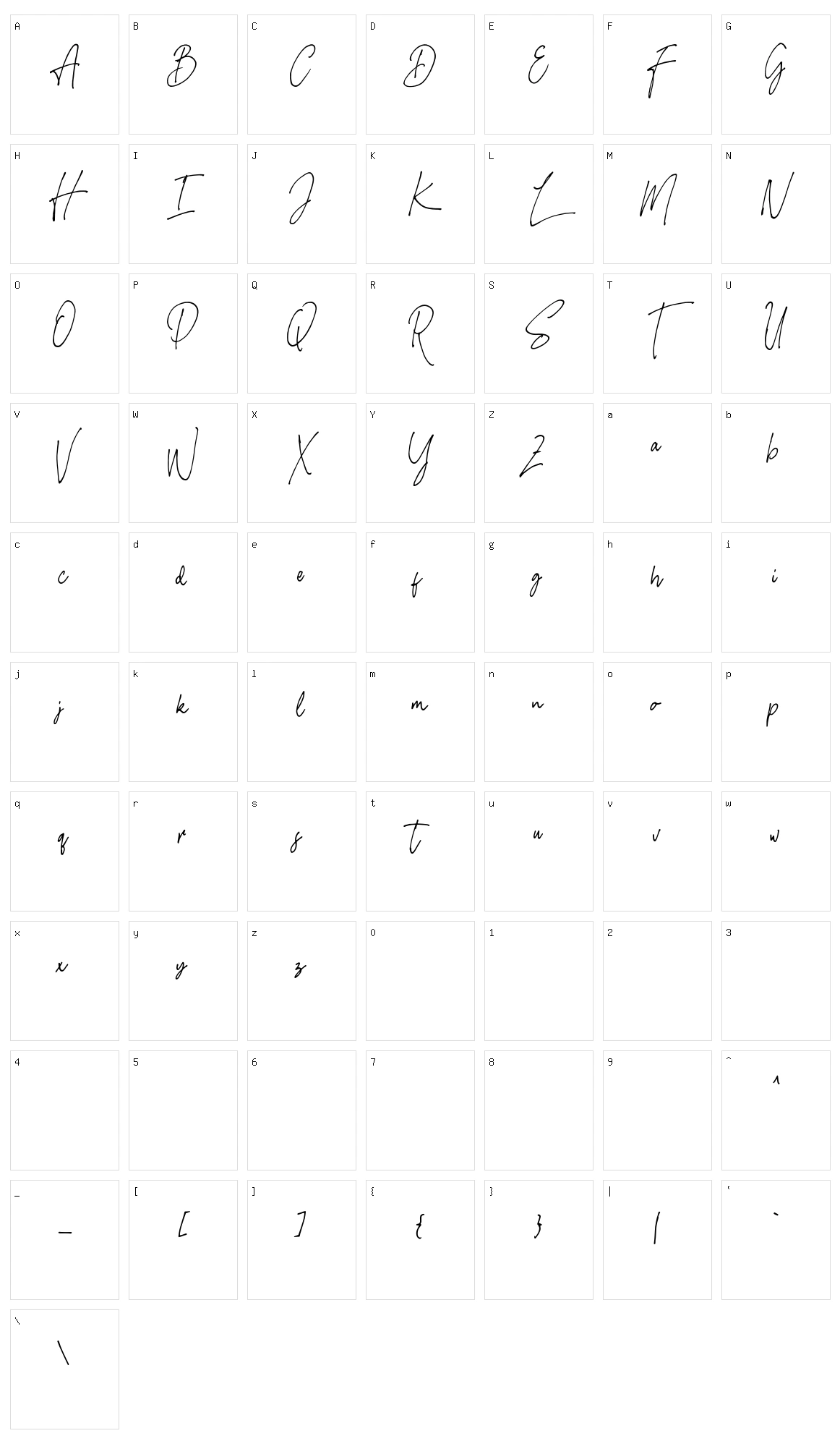 Imestaviga Signature Character Set